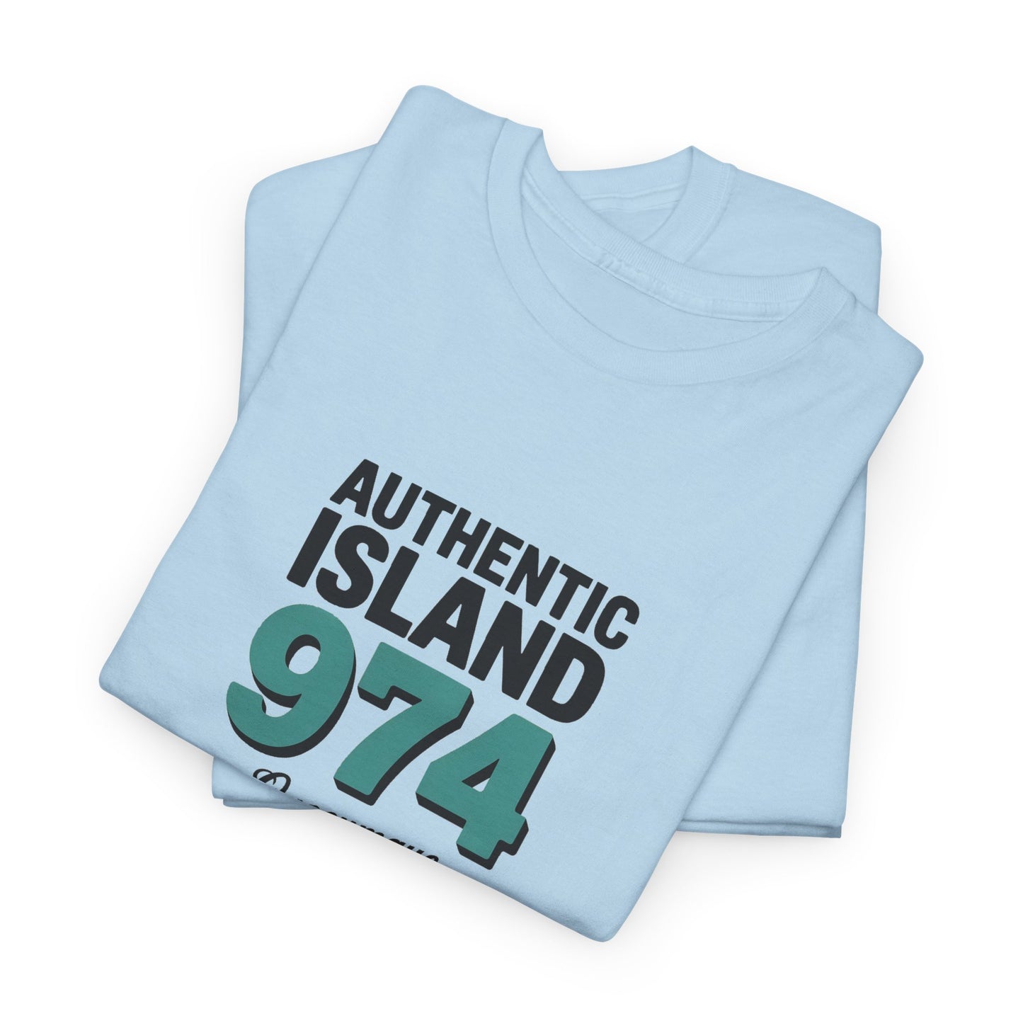 T-shirt " 974 Authentic Island ", Exotisme, Destination Île de La Réunion, Confort Coton, Sobre, Elégant, Souvenir Unique, Cadeau, Unisexe, Esprit Voyageur