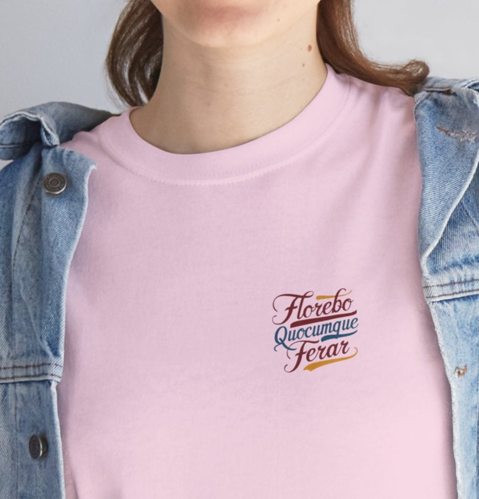 T-shirt Florebo Quocumque Ferar, île de La Réunion, Confort Coton, Sobre, Elégant, Souvenir Unique, Cadeau, Unisexe, Esprit Voyageur, Adulte