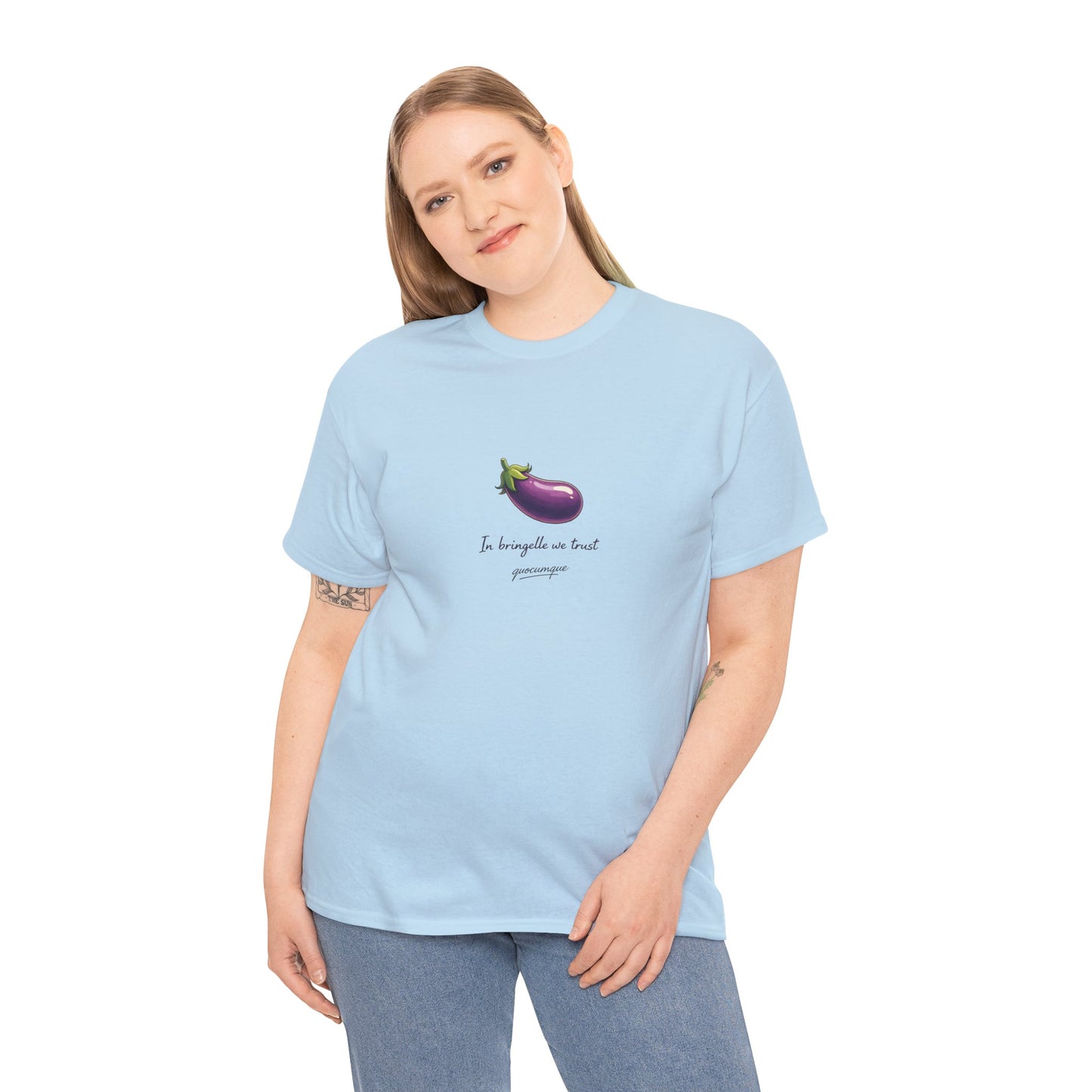 T-shirt Quocumque "Bringelle", Confort Coton, Sobre, Elégant, Souvenir Unique, Cadeau, Unisexe, Esprit Voyageur, Adulte, Espace