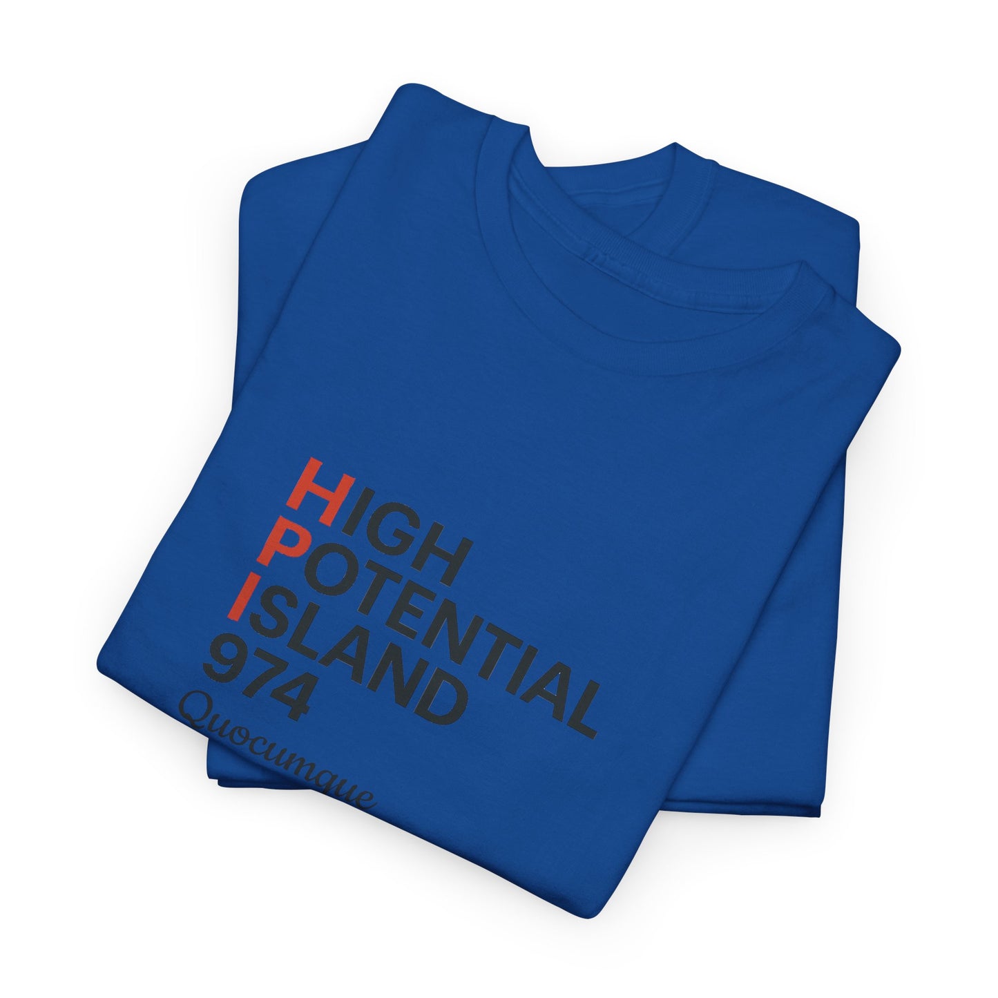 T-shirt "HPI anglais", Exotisme, Destination Île de La Réunion, Confort Coton, Sobre, Elégant, Souvenir Unique, Cadeau, Unisexe, Esprit Voyageur