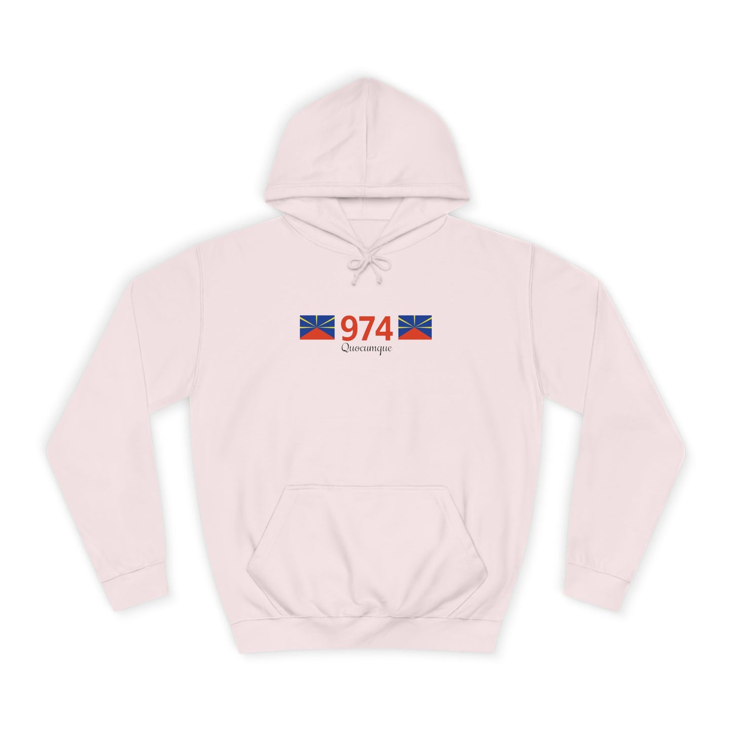Sweat à Capuche "974" pour Adulte, Hoodie, Unisexe, Élégance, Sobriété, Homme, Femme, Indicatif Réunion, Drapeau Local