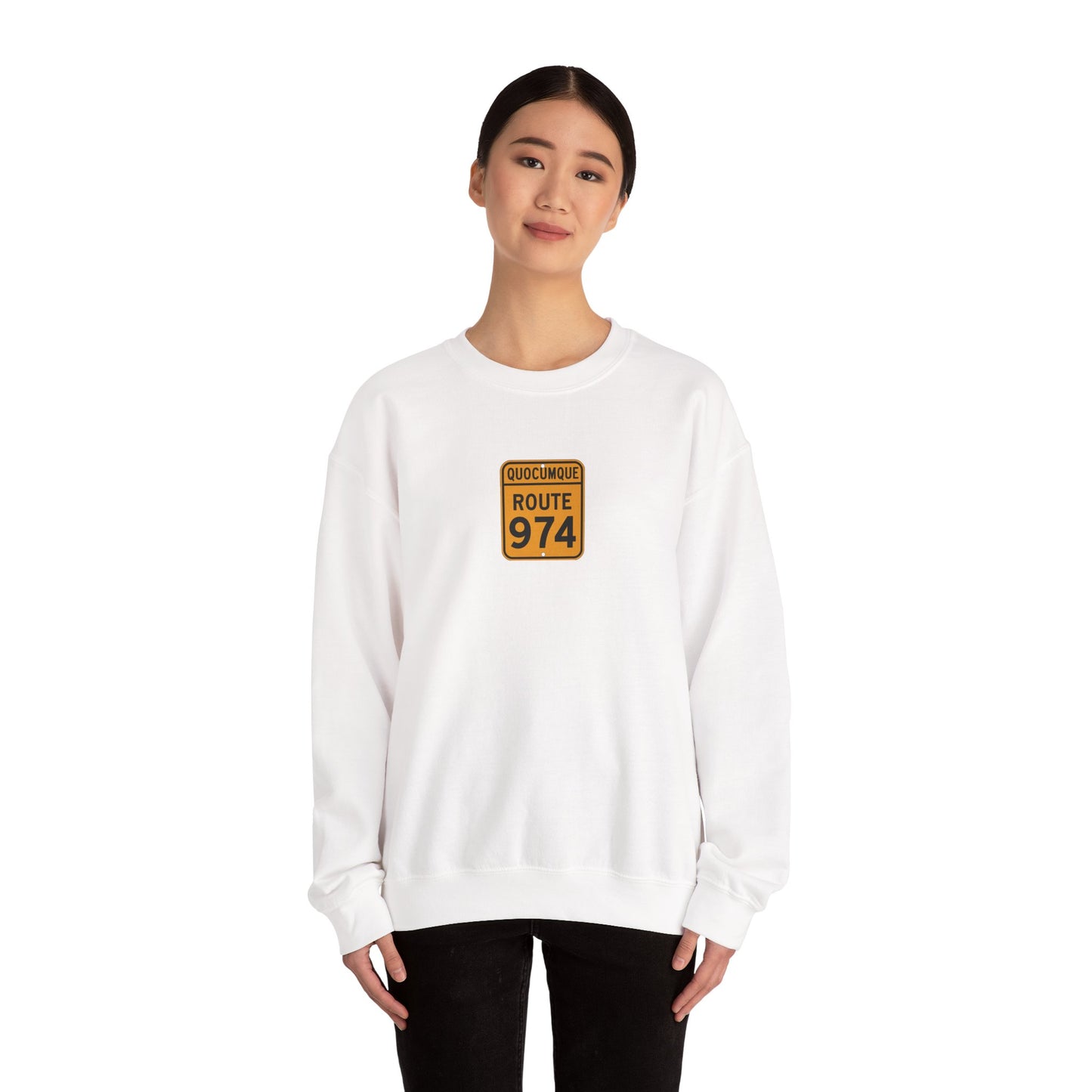 Sweat-Shirt Quocumque "Route 974", Destination l'Île De La Réunion, Adulte, Homme, Femme, Sportive, Sportif, Décontracté, Élégant, Classique,