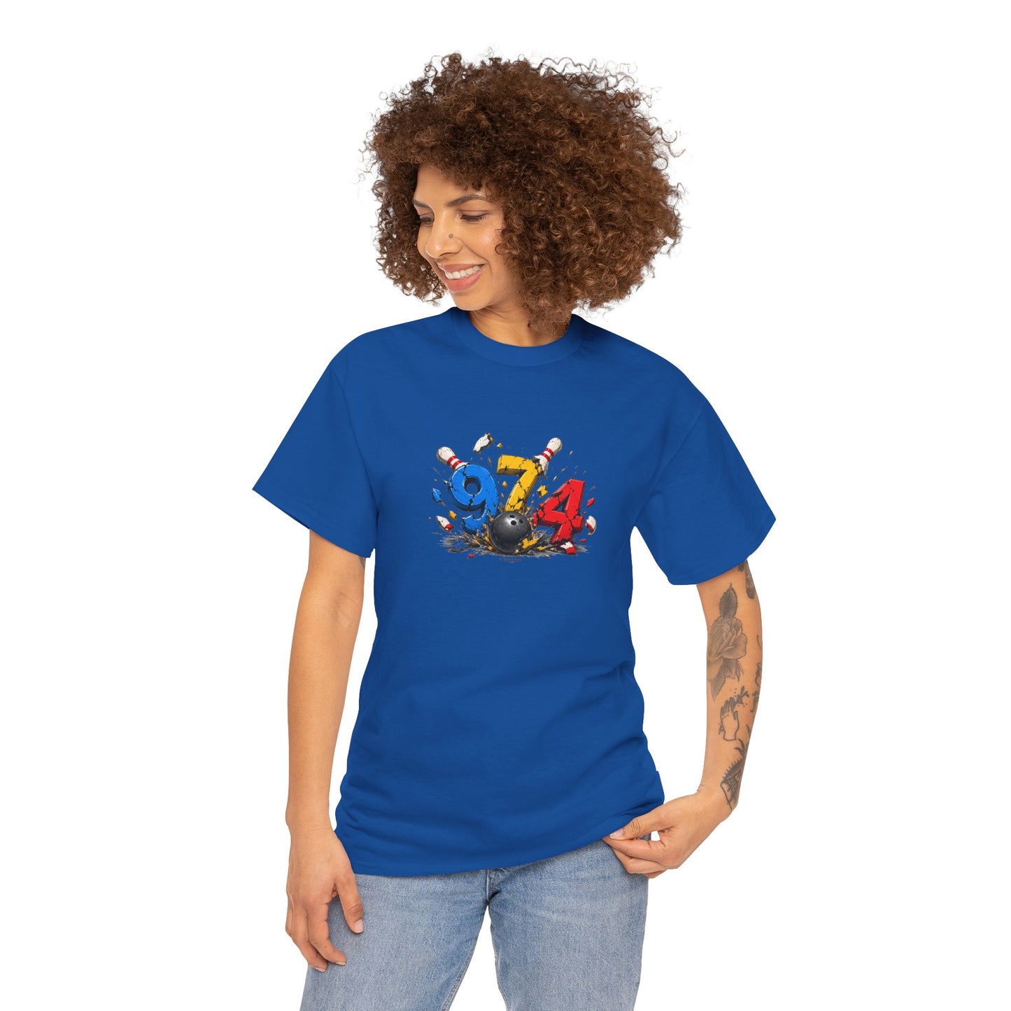 T-shirt " 974 Bowling ", Destination Île de La Réunion, Confort Coton, Sobre, Elégant, Souvenir Unique, Vêtement Adulte, Unisexe, Esprit Voyageur