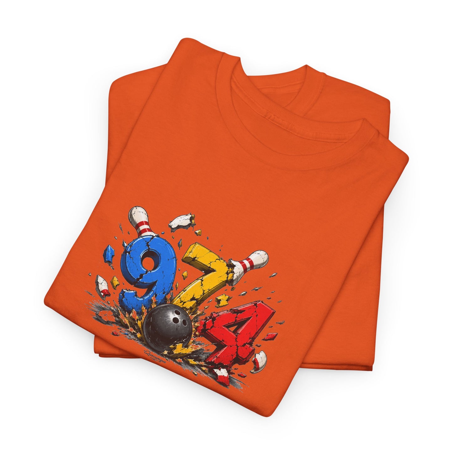 T-shirt " 974 Bowling ", Destination Île de La Réunion, Confort Coton, Sobre, Elégant, Souvenir Unique, Vêtement Adulte, Unisexe, Esprit Voyageur