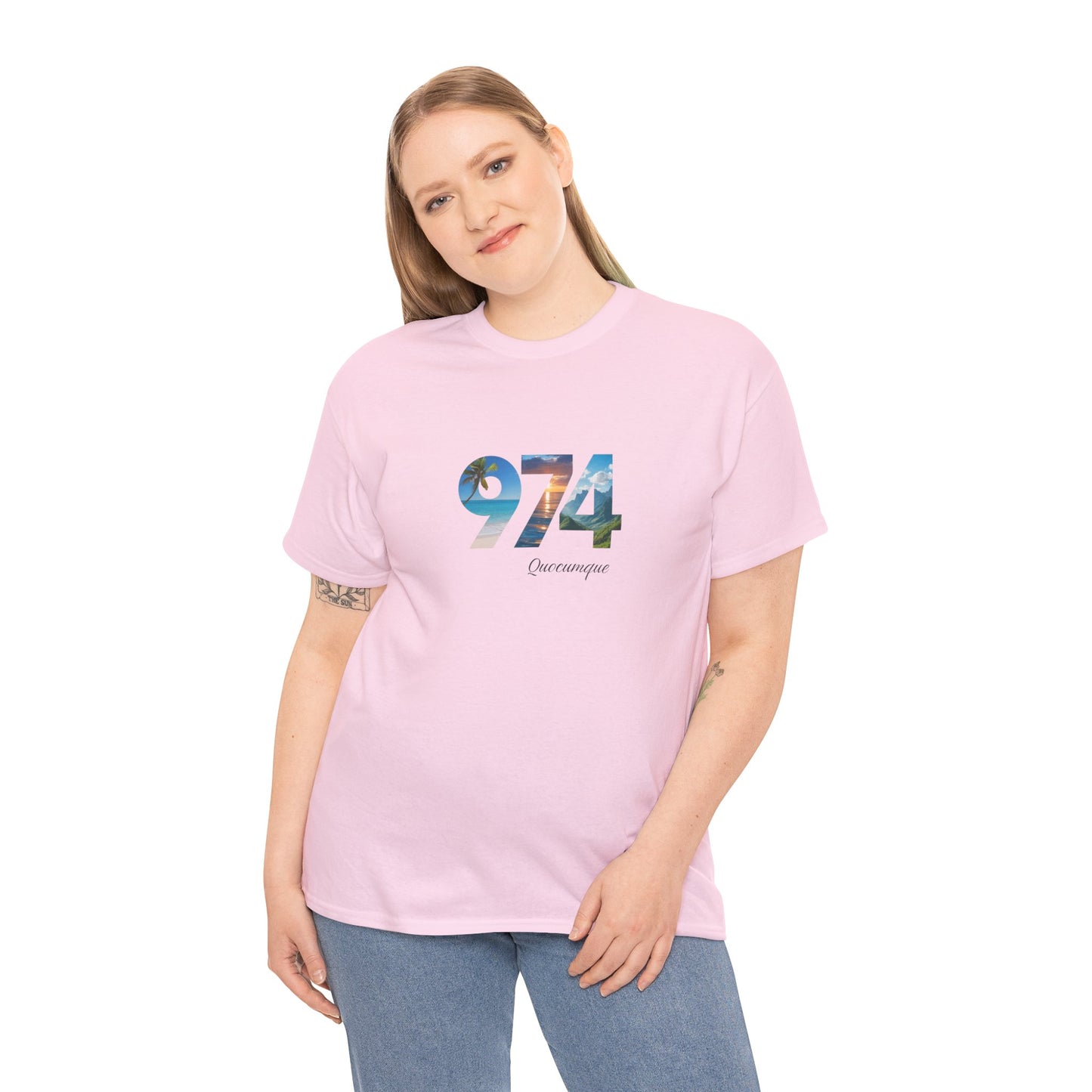 T-shirt "974", Île de La Réunion, Confort Coton, Sobre, Elégant, Souvenir Unique, Cadeau, Unisexe, Esprit Voyageur