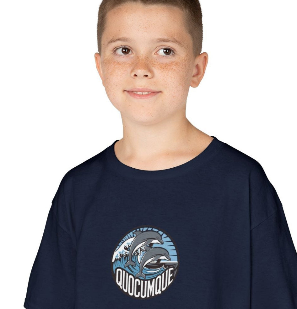 T-shirt Quocumque, Dauphin, Mammifère Marin, Douceur Coton, Pour les enfants de 5-6 ans( Taille XS), Pour les 7-8 ans( taille S), Pour les 9-10 ans( taille M), Pour les 11-12 ans( taille L), Pour les 13-14 ans( taille XL)