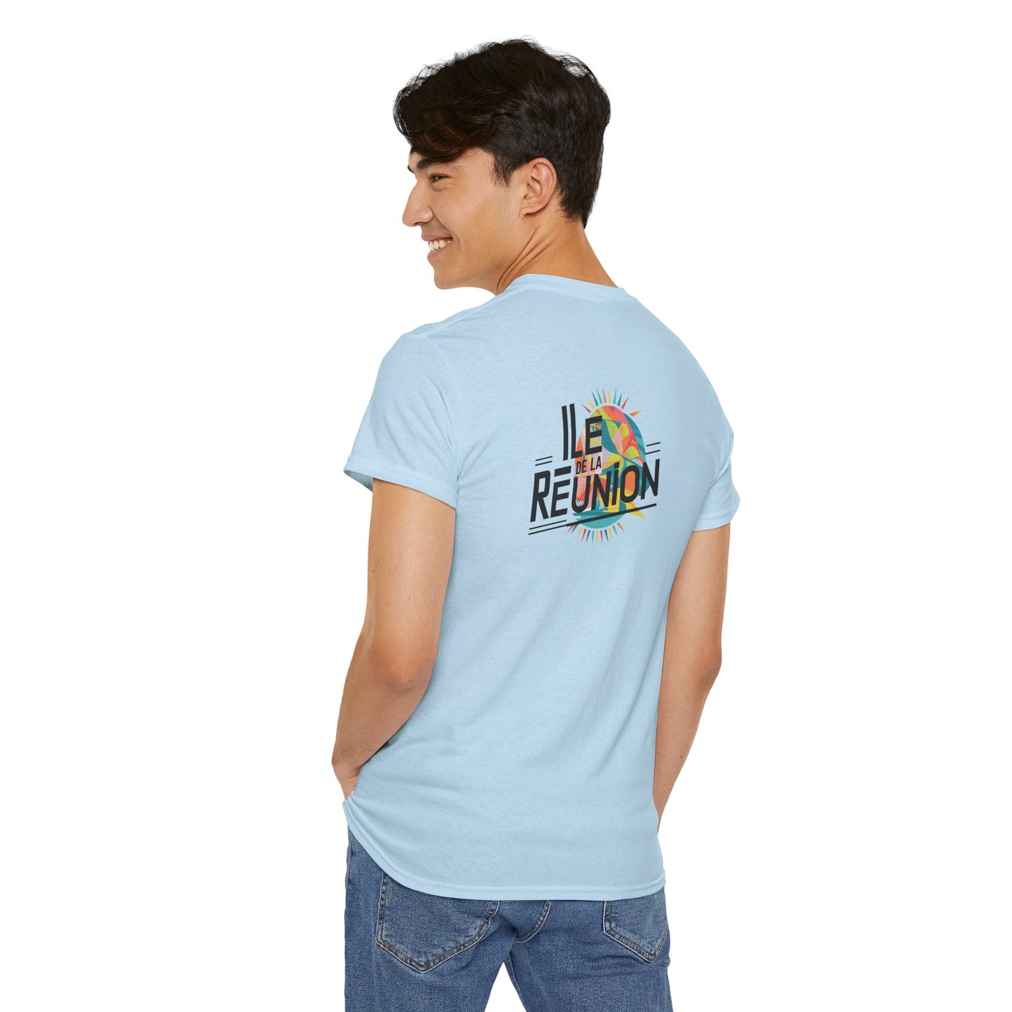 T-shirt "Île de La Réunion", Confort Coton, Sobre, Elégant, Souvenir Unique, Cadeau, Unisexe, Esprit Voyageur, Adulte