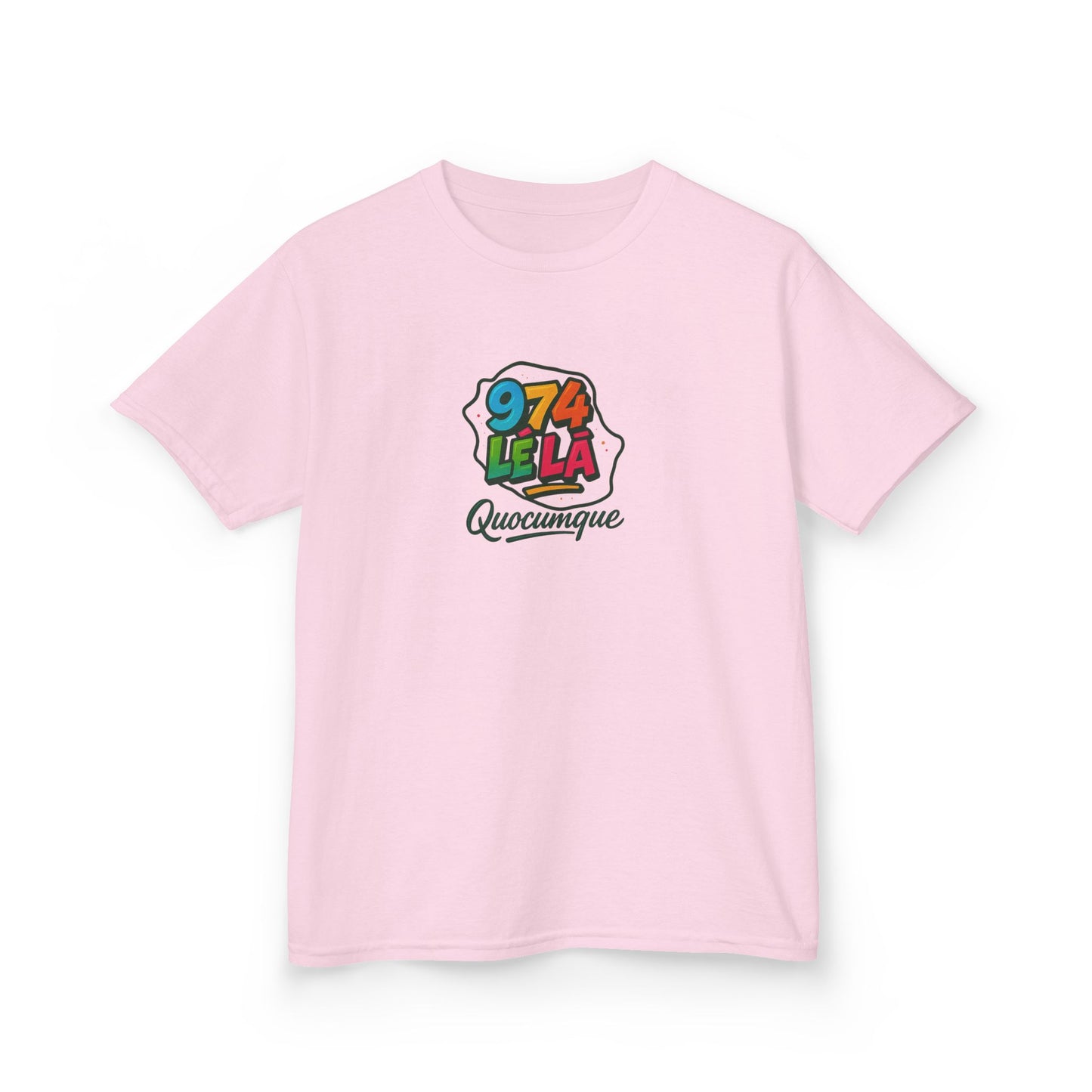 T-shirt "974 Lé Là", Île de La Réunion, Douceur Coton, Pour les enfants de 5-6 ans( Taille XS), Pour les 7-8 ans( taille S), Pour les 9-10 ans( taille M), Pour les 11-12 ans( taille L), Pour les 13-14 ans( taille XLS)