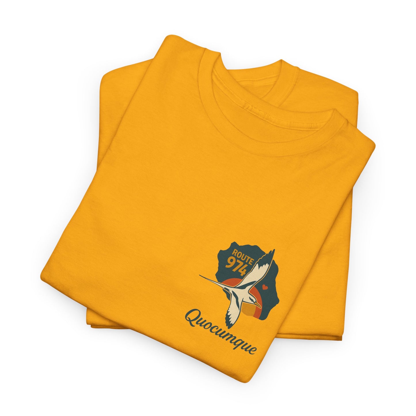 T-shirt "Route 974", Destination île de La Réunion, Confort Coton, Sobre, Elégant, Souvenir Unique, Cadeau, Unisexe, Esprit Voyageur