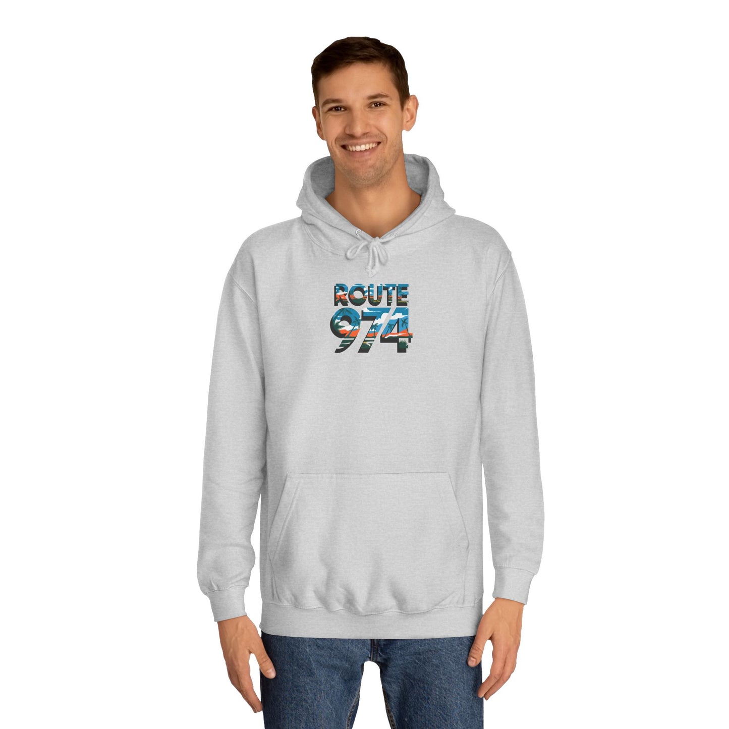Sweat à Capuche "Route 974" pour Adulte, Hoodie, Unisexe, Élégance, Sobriété, Homme, Femme, Indicatif Réunion