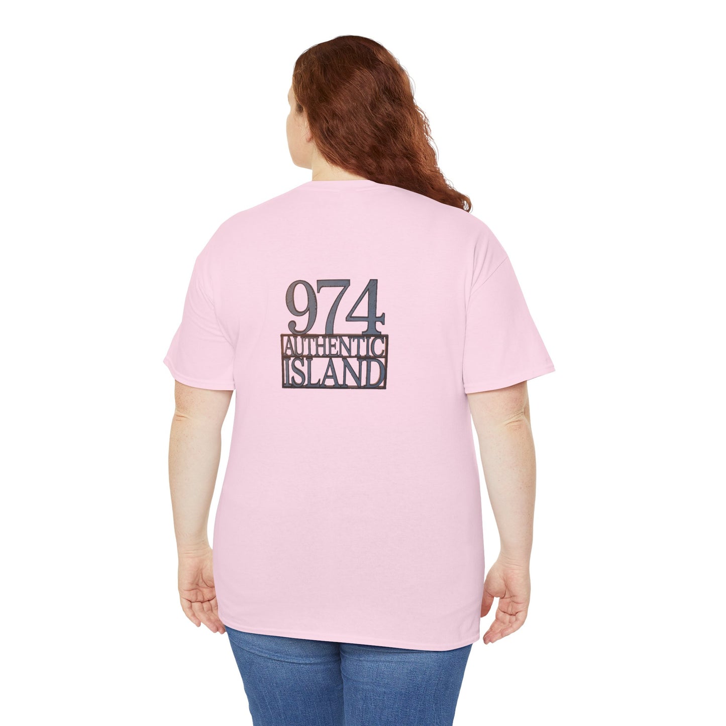 T-shirt "974 Authentic Island", Exotisme, Destination Île de La Réunion, Confort Coton, Sobre, Elégant, Souvenir Unique, Cadeau, Unisexe, Esprit Voyageur