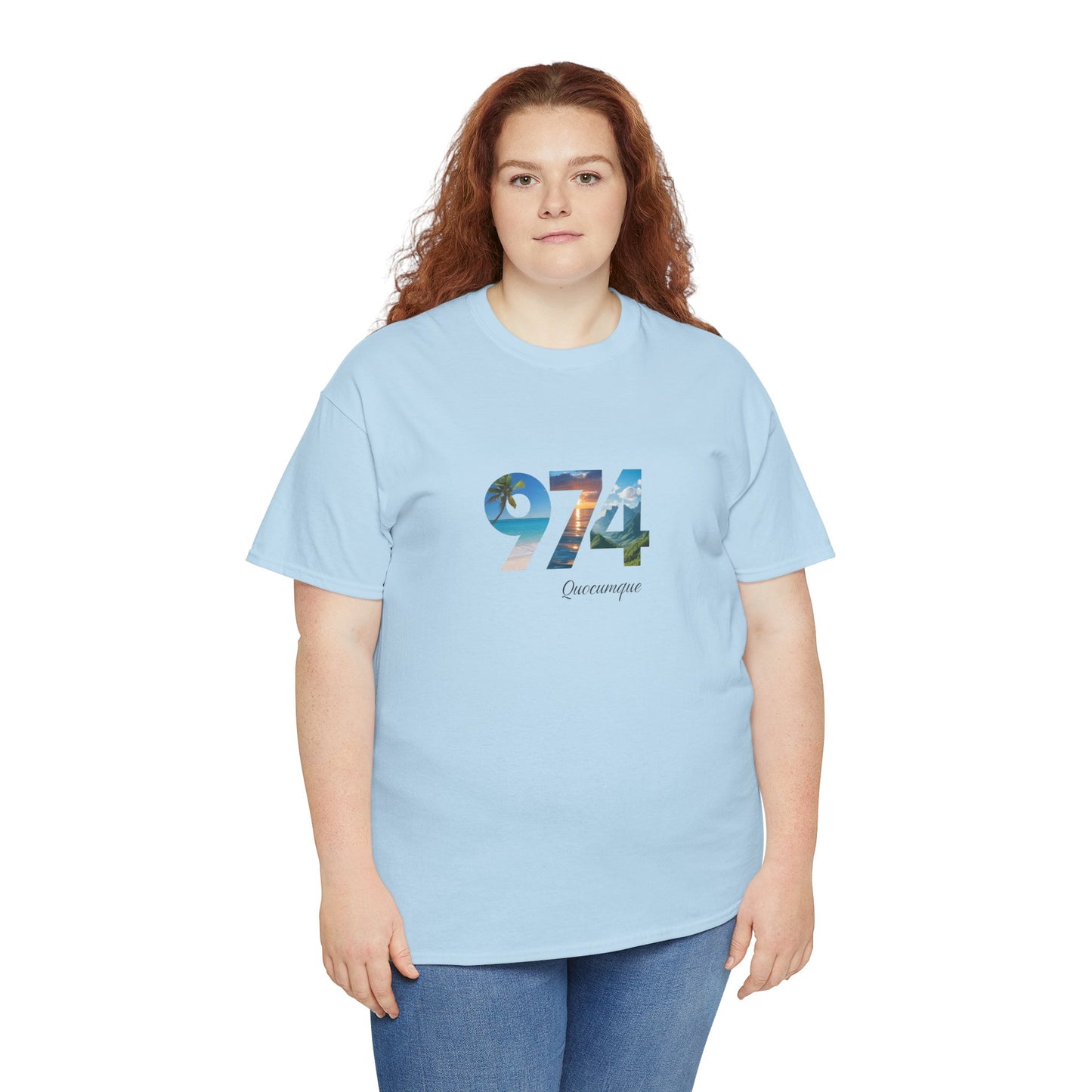 T-shirt "974", Île de La Réunion, Confort Coton, Sobre, Elégant, Souvenir Unique, Cadeau, Unisexe, Esprit Voyageur