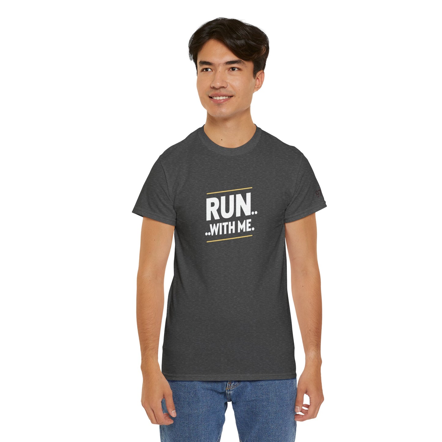 T-shirt Quocumque "RUN With me ", Île de La Réunion", Confort Coton, Sobre, Elégant, Souvenir Unique, Cadeau, Unisexe, Esprit Voyageur