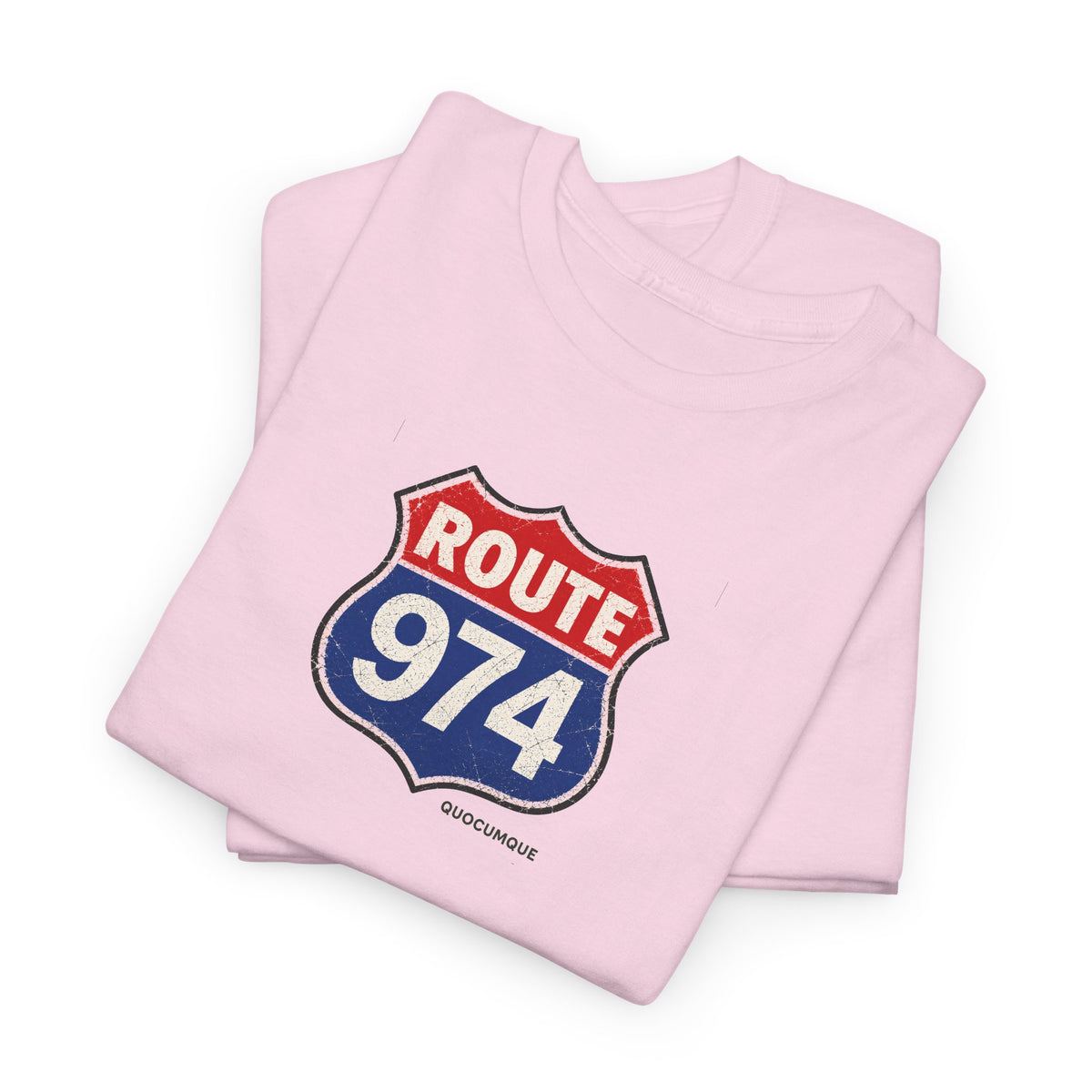 T-shirt "Route 974", Exotisme, Destination Île de La Réunion, Confort Coton, Sobre, Elégant, Souvenir Unique, Cadeau, Unisexe, Esprit Voyageur