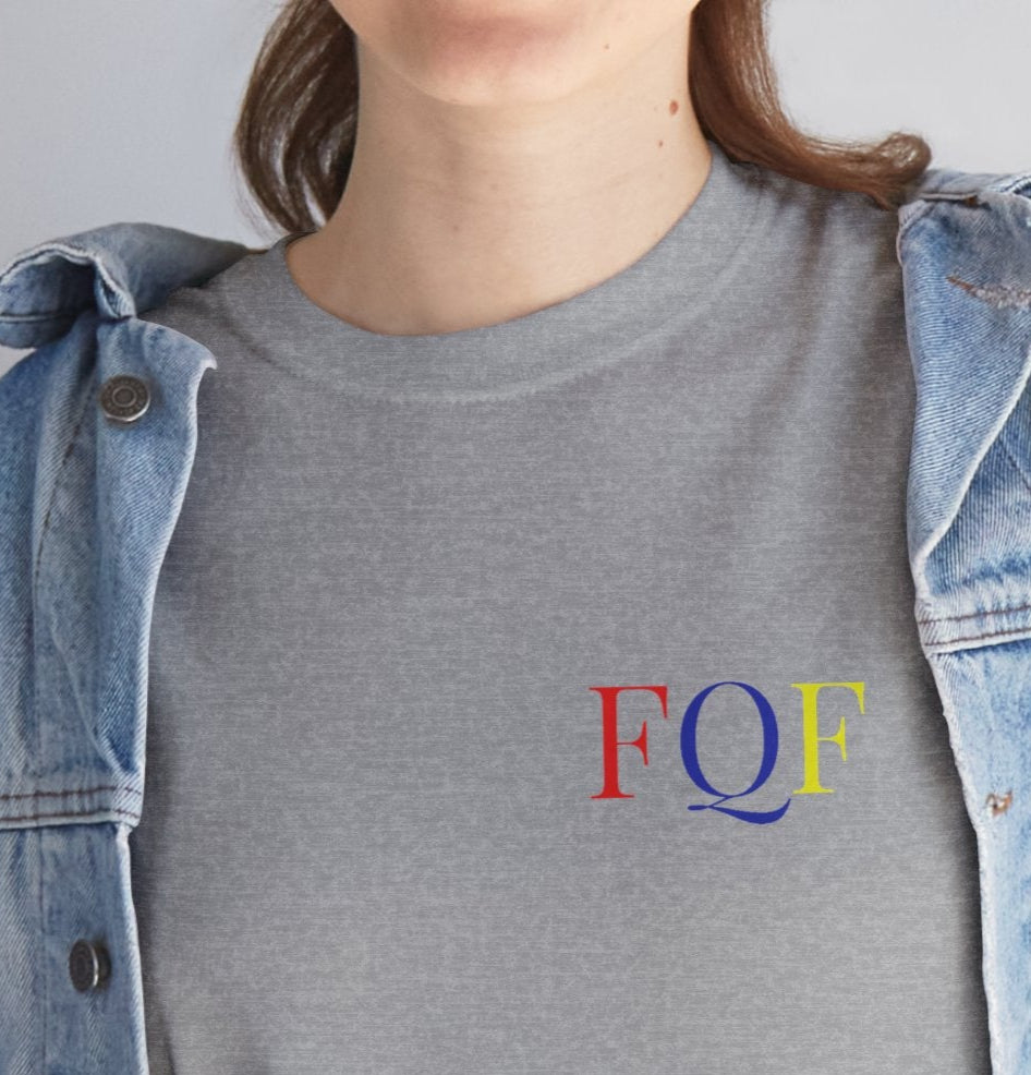 T-shirt "FQF", Île de La Réunion, Confort Coton, Sobre, Elégant, Souvenir Unique, Cadeau, Unisexe, Esprit Voyageur, Adulte