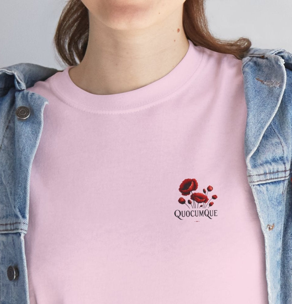 T-shirt Quocumque Coquelicots, Fleurs des Champs, Rouge Eclatant, Confort Coton, Souvenir Unique, Cadeau, Unisexe, Délicatesse, Homme, Femme, Adulte