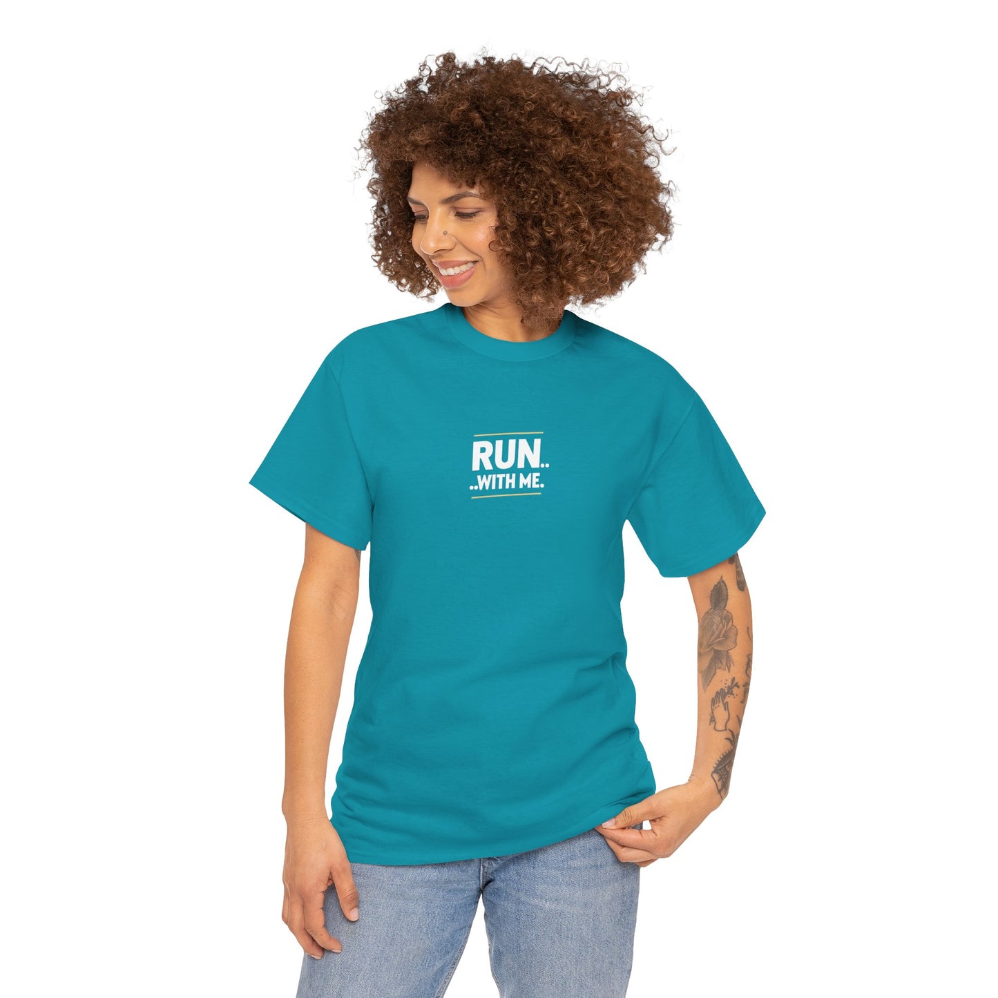 T-shirt Quocumque "RUN With Me", Île de La Réunion, Sobre, Elégant, Souvenir Unique, Cadeau, Unisexe, Esprit Voyageur, Adulte, sportif