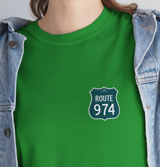 T-shirt "Route 974", Destination île de La Réunion, Confort Coton, Sobre, Elégant, Souvenir Unique, Cadeau, Unisexe, Esprit Voyageur