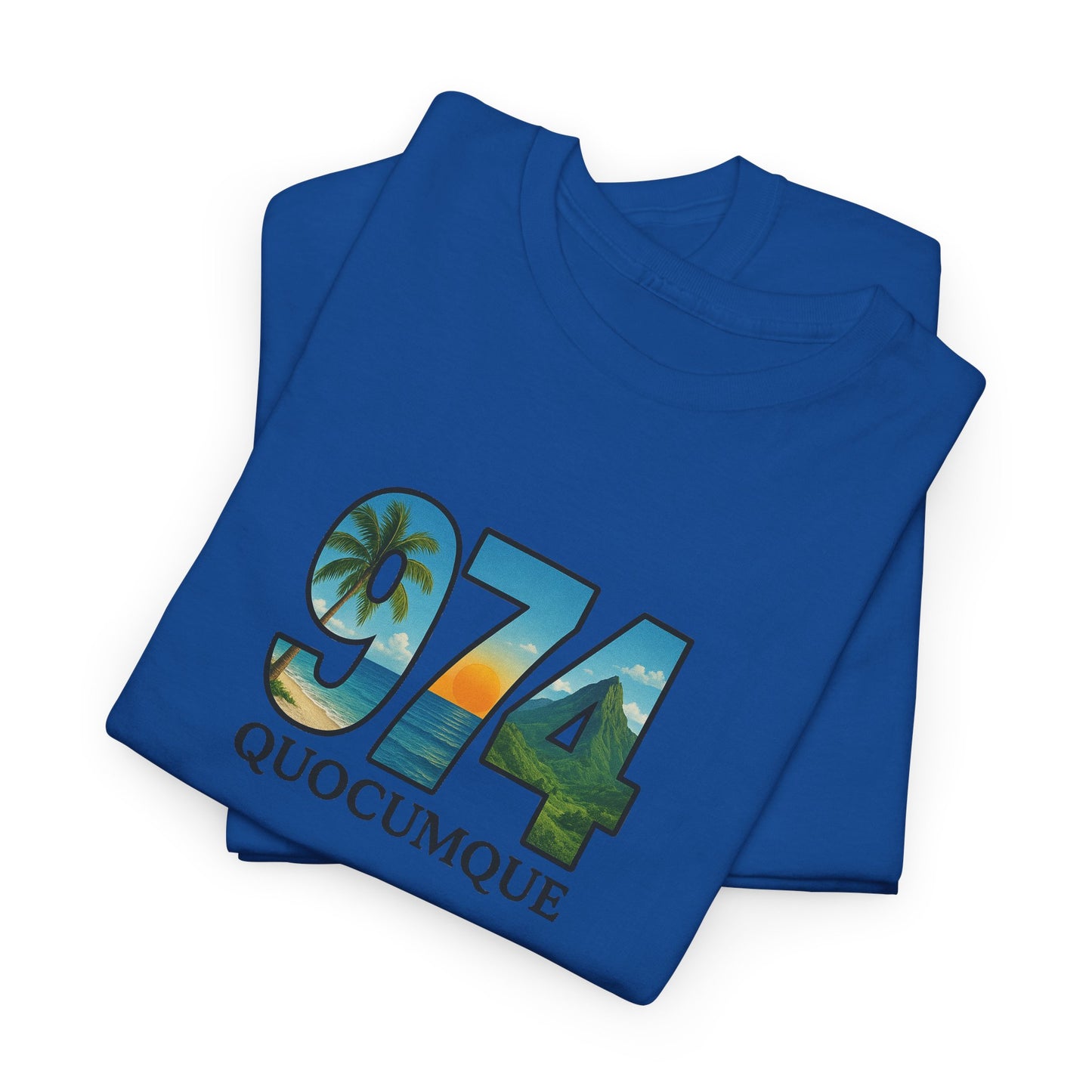T-shirt "974", Île de La Réunion, Confort Coton, Sobre, Elégant, Souvenir Unique, Cadeau, Unisexe, Esprit Voyageur