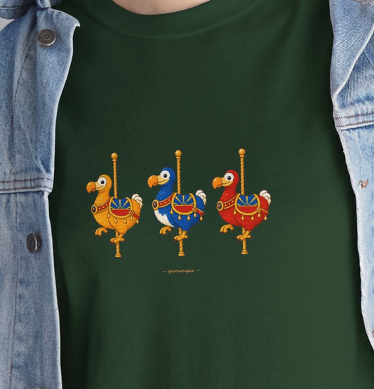 T-shirt Quocumque " Carrousel", Île de La Réunion, Confort Coton, Elégant, Souvenir Unique, Cadeau, Unisexe, Esprit Voyageur, Créole, Bourbon