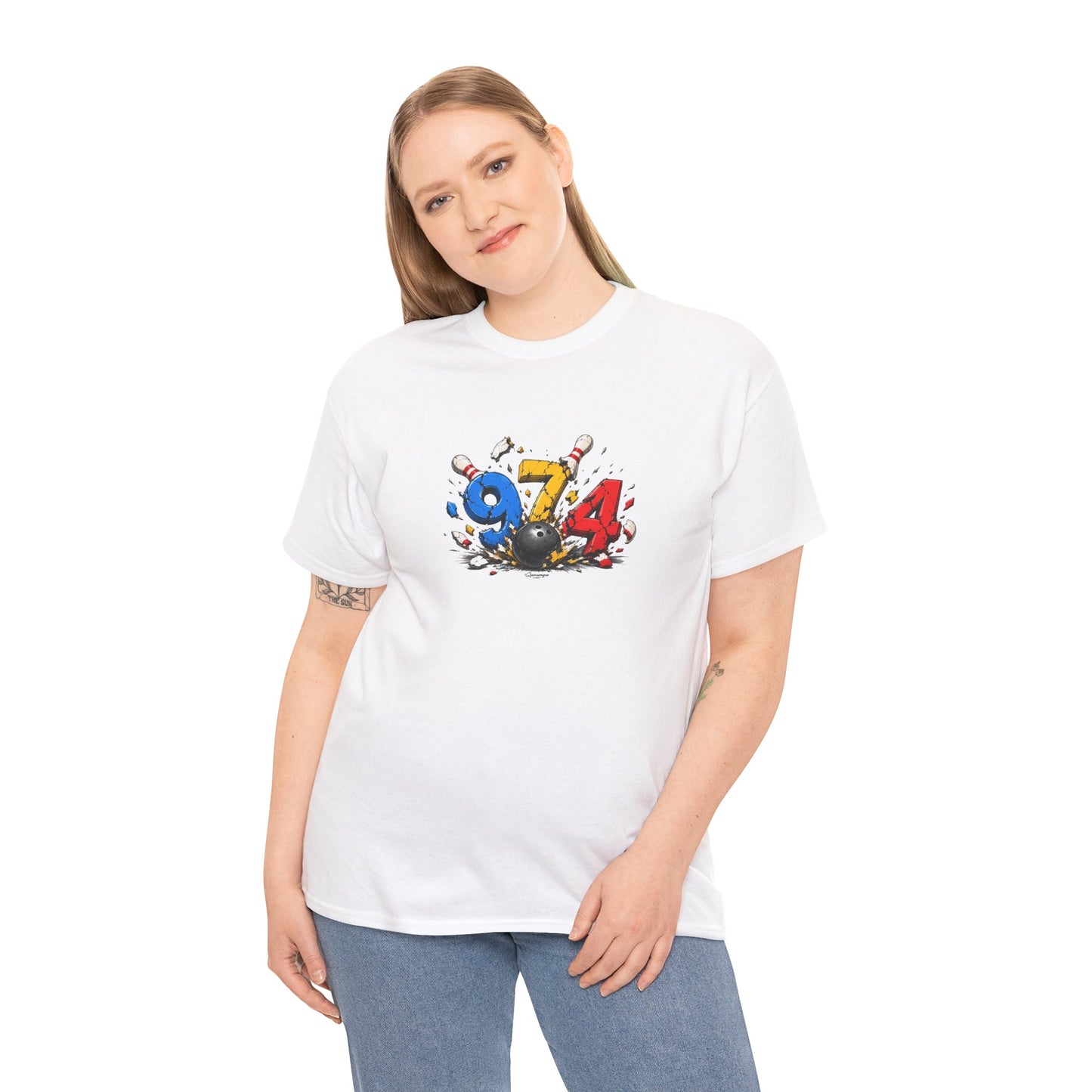 T-shirt " 974 Bowling ", Destination Île de La Réunion, Confort Coton, Sobre, Elégant, Souvenir Unique, Vêtement Adulte, Unisexe, Esprit Voyageur