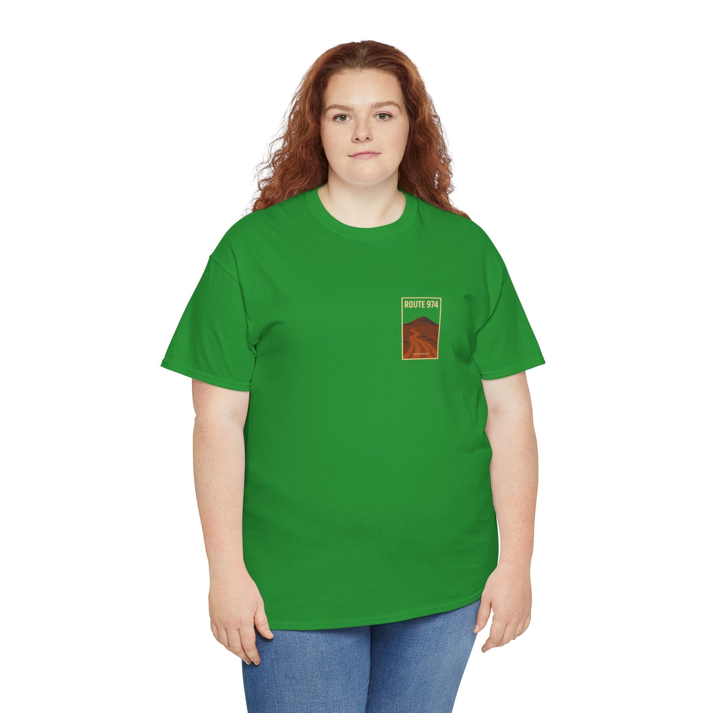 T-shirt "Route 974", Volcan, Exotisme, Destination Île de La Réunion, Confort Coton, Sobre, Elégant, Souvenir Unique, Cadeau, Unisexe, Esprit Voyageur