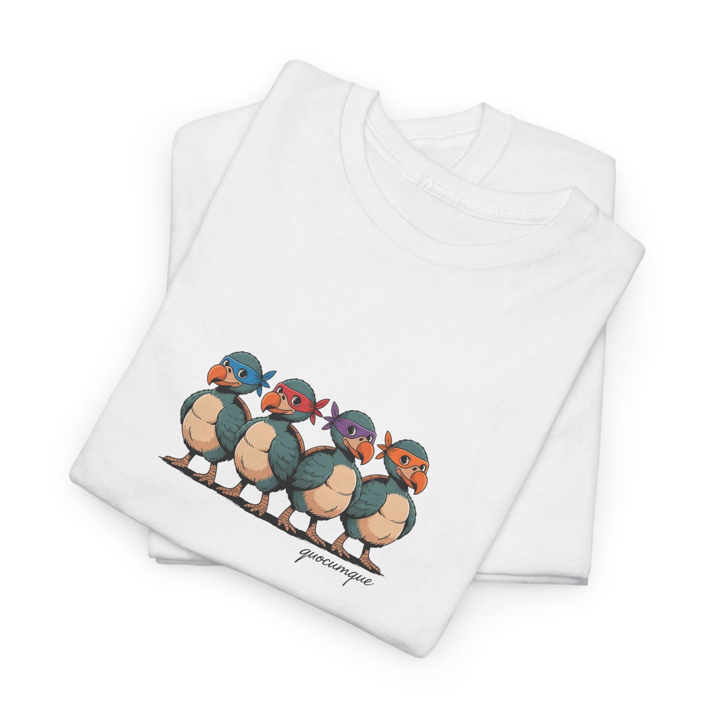 T-shirt Quocumque, " Dodos Ninjas ", Île de La Réunion, Confort Coton, Elégant, Souvenir Unique, Cadeau, Unisexe, Esprit Voyageur, Créole, Bourbon