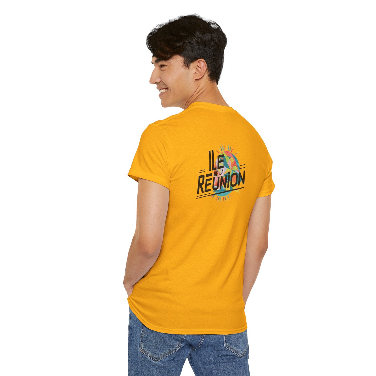 T-shirt "Île de La Réunion", Confort Coton, Sobre, Elégant, Souvenir Unique, Cadeau, Unisexe, Esprit Voyageur, Adulte