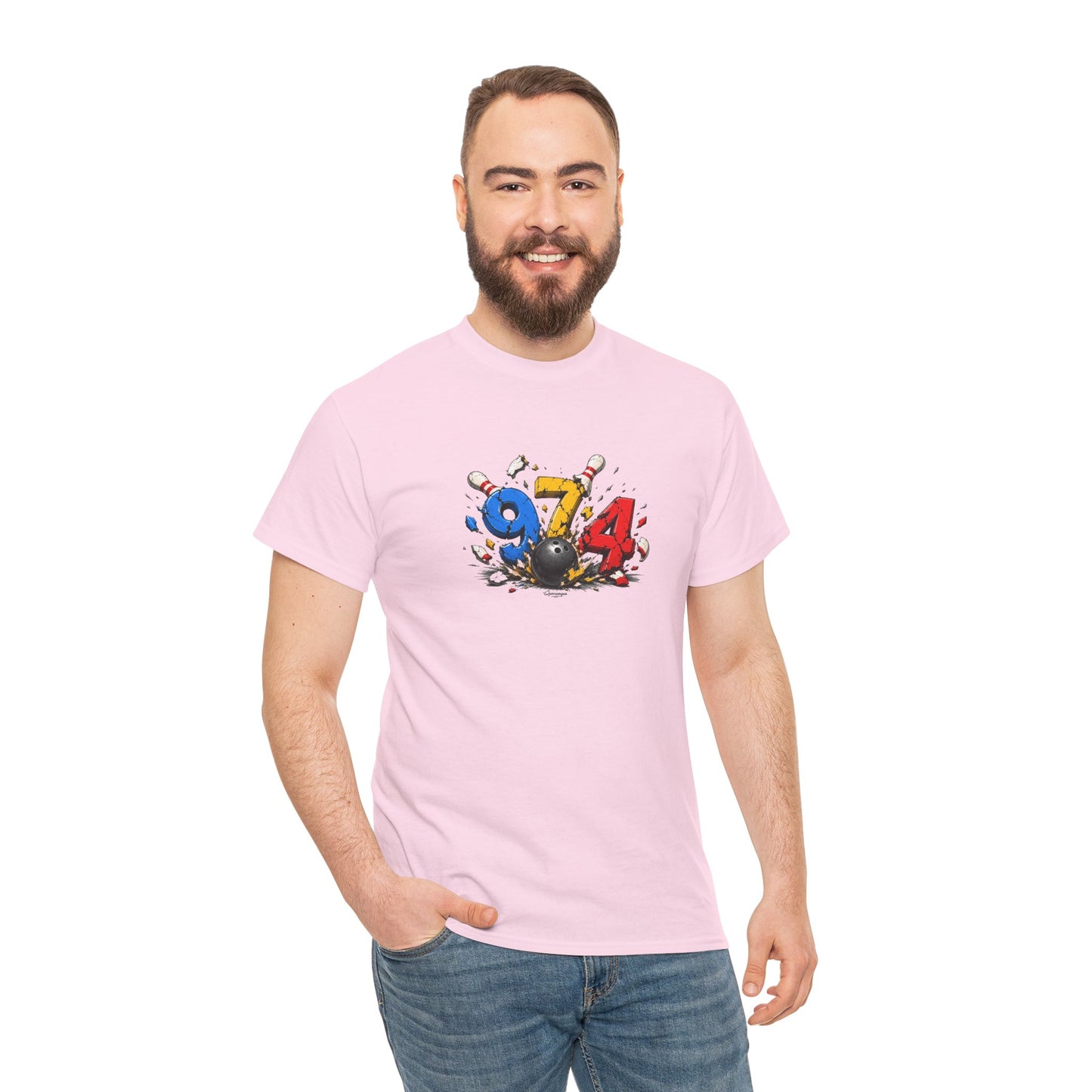 T-shirt " 974 Bowling ", Destination Île de La Réunion, Confort Coton, Sobre, Elégant, Souvenir Unique, Vêtement Adulte, Unisexe, Esprit Voyageur