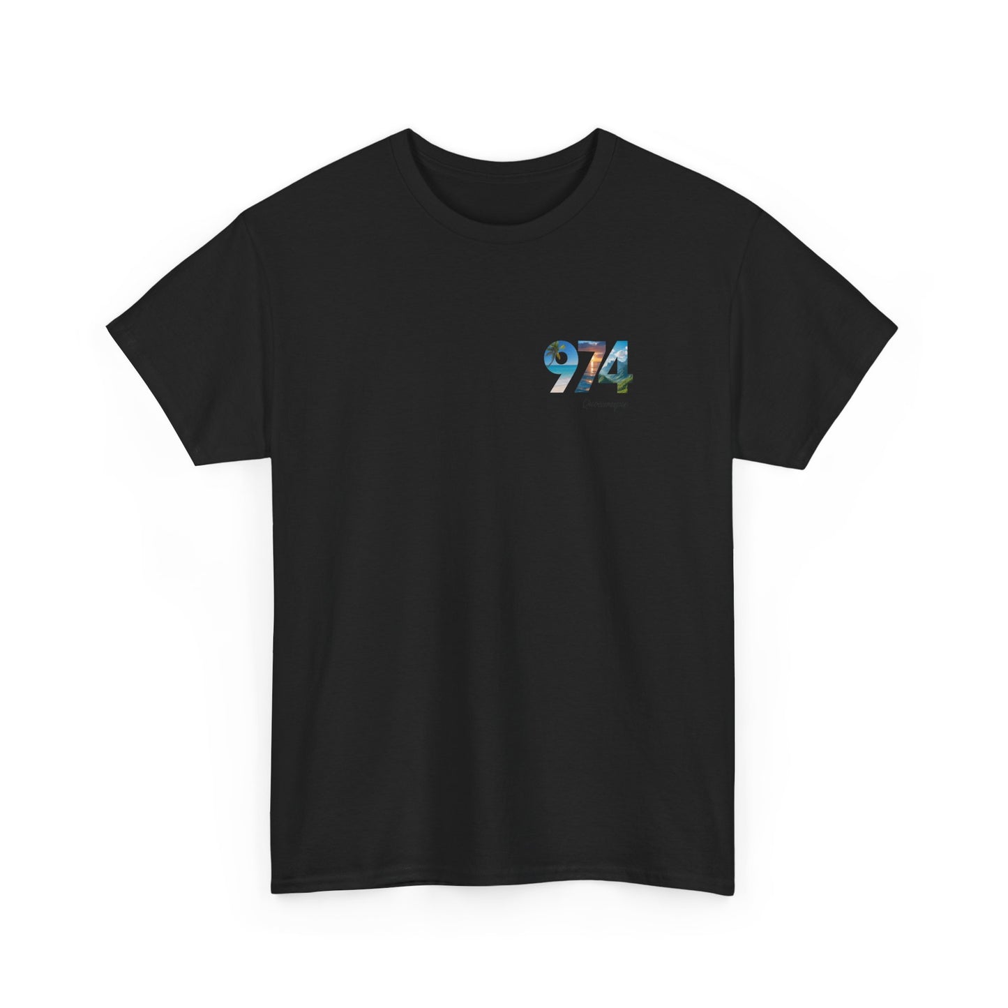 T-shirt "974", Île de La Réunion, Discret, Confort Coton, Sobre, Elégant, Souvenir Unique, Cadeau, Unisexe, Esprit Voyageur