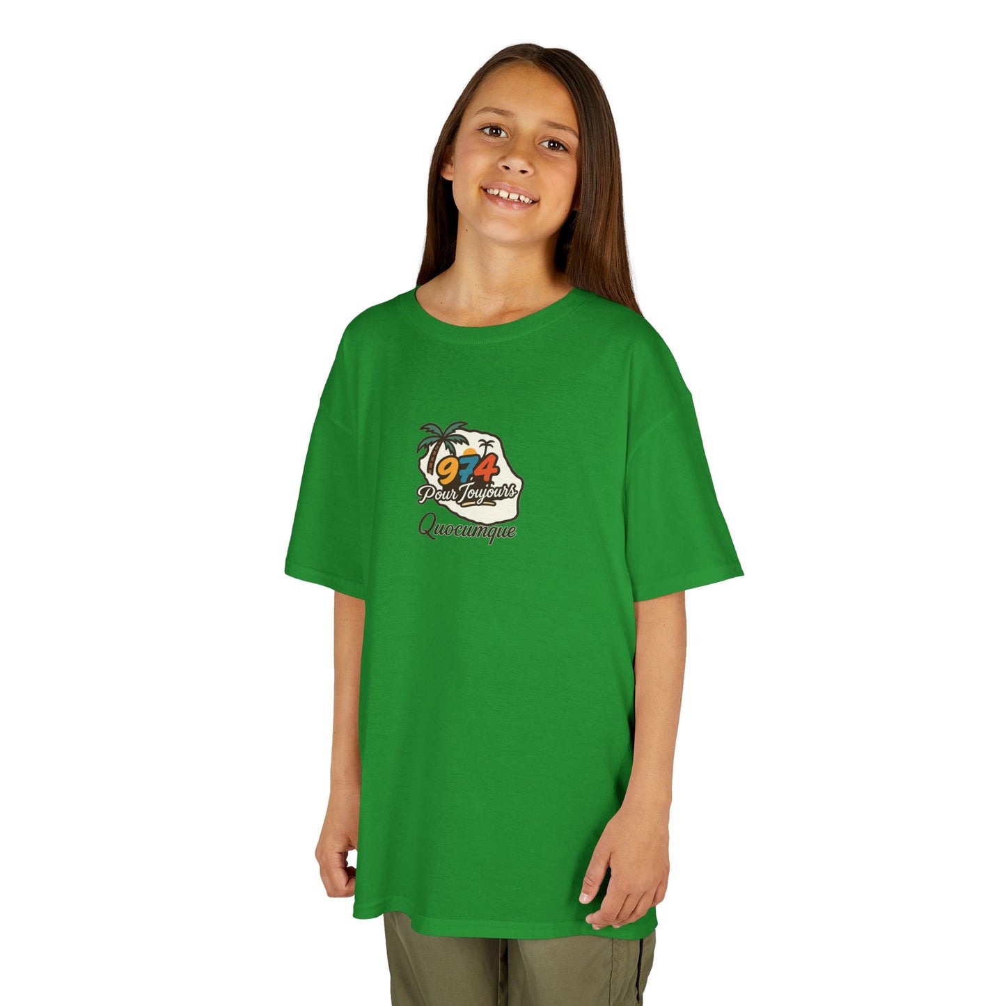 T-shirt "974 Pour Toujours", Île de La Réunion, Douceur Coton, Pour les enfants de 5-6 ans( Taille XS), Pour les 7-8 ans( taille S), Pour les 9-10 ans( taille M), Pour les 11-12 ans( taille L), Pour les 13-14 ans( taille XLS)
