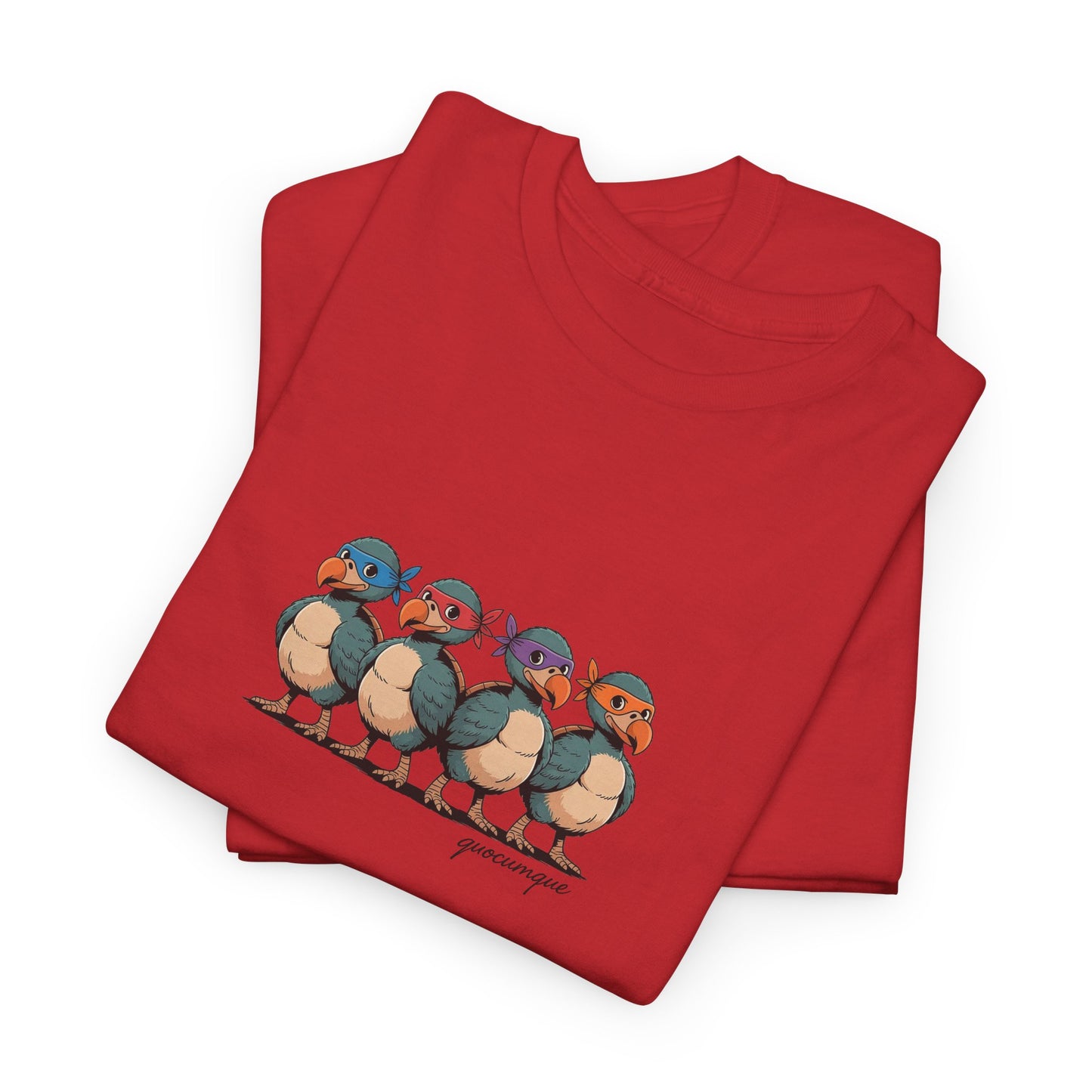 T-shirt Quocumque, " Dodos Ninjas ", Île de La Réunion, Confort Coton, Elégant, Souvenir Unique, Cadeau, Unisexe, Esprit Voyageur, Créole, Bourbon