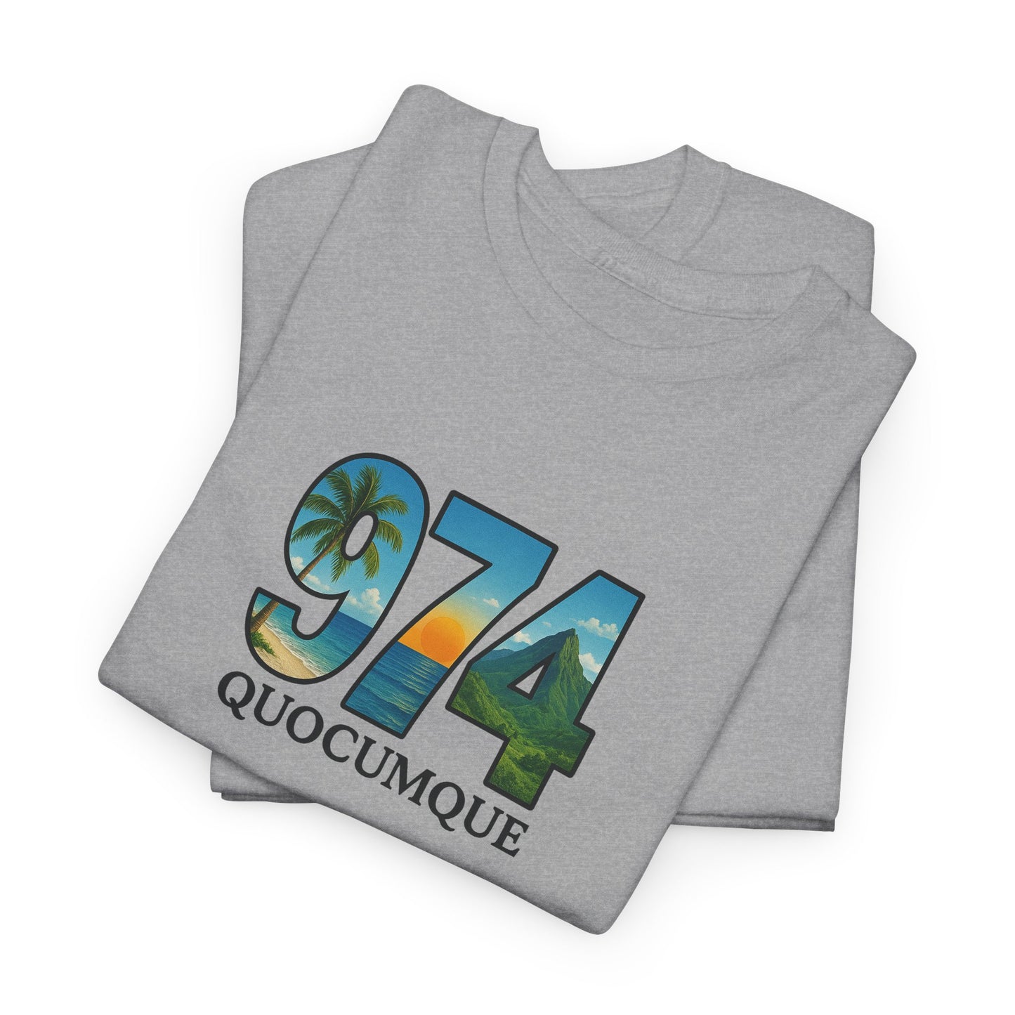 T-shirt "974", Île de La Réunion, Confort Coton, Sobre, Elégant, Souvenir Unique, Cadeau, Unisexe, Esprit Voyageur