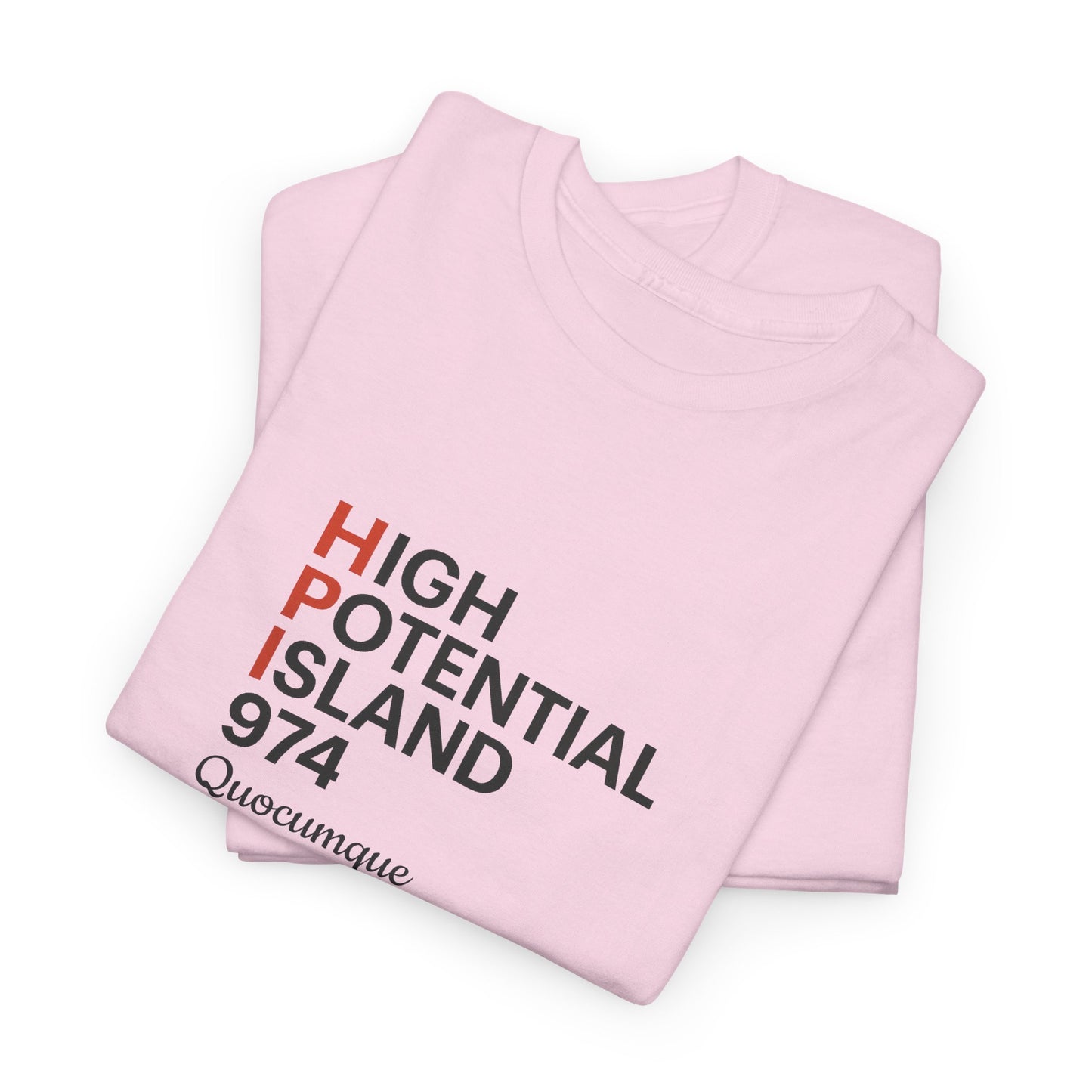 T-shirt "HPI anglais", Exotisme, Destination Île de La Réunion, Confort Coton, Sobre, Elégant, Souvenir Unique, Cadeau, Unisexe, Esprit Voyageur