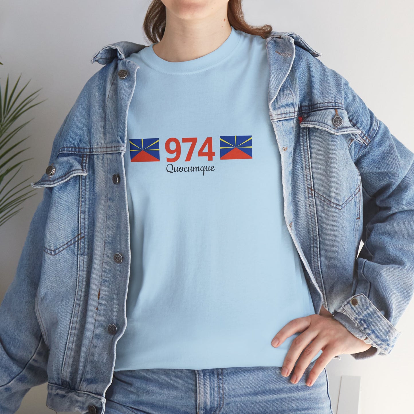 T-shirt "974 Drapeaux", Île de La Réunion, Confort Coton, Sobre, Elégant, Souvenir Unique, Cadeau, Unisexe, Esprit Voyageur