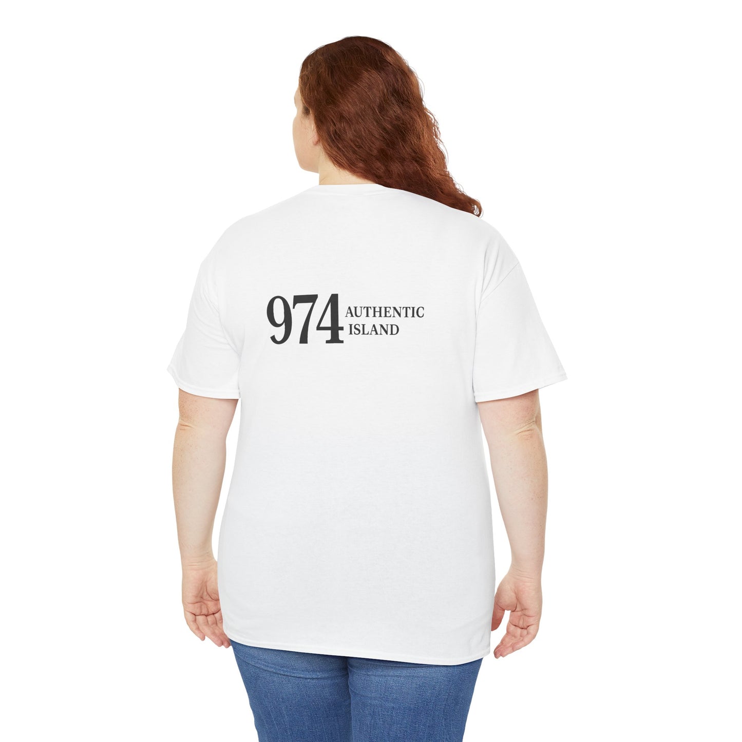 T-shirt "974 Île Authentique", Exotisme, Destination Île de La Réunion, Confort Coton, Sobre, Elégant, Souvenir Unique, Cadeau, Unisexe, Esprit Voyageur