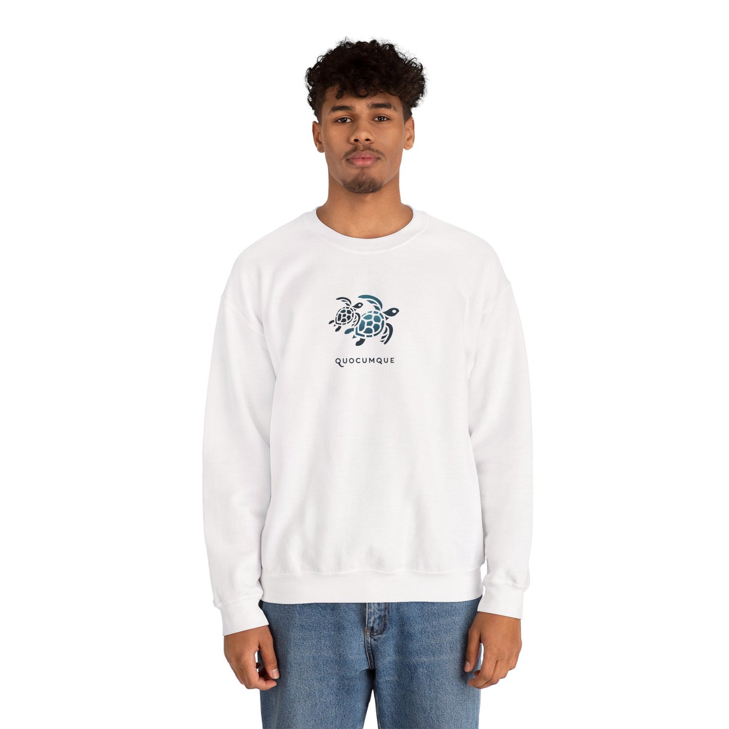 Sweat-Shirt Quocumque "Tortue Marine", Destination l'Île De La Réunion, Adulte, Homme, Femme, Sportive, Sportif, Décontracté, Élégant, Classique, Mer