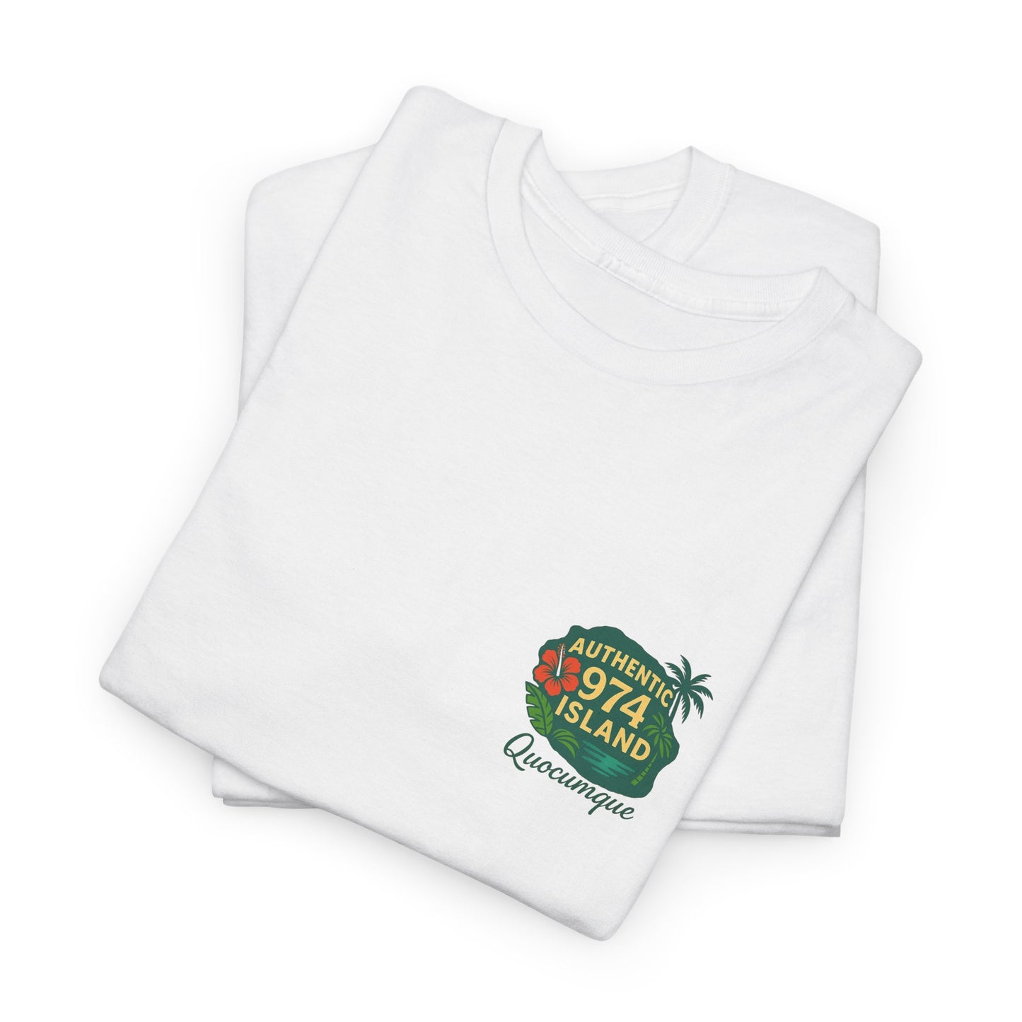 T-shirt "Authentic Island", Exotisme, Destination Île de La Réunion, Confort Coton, Sobre, Elégant, Souvenir Unique, Cadeau, Unisexe, Esprit Voyageur