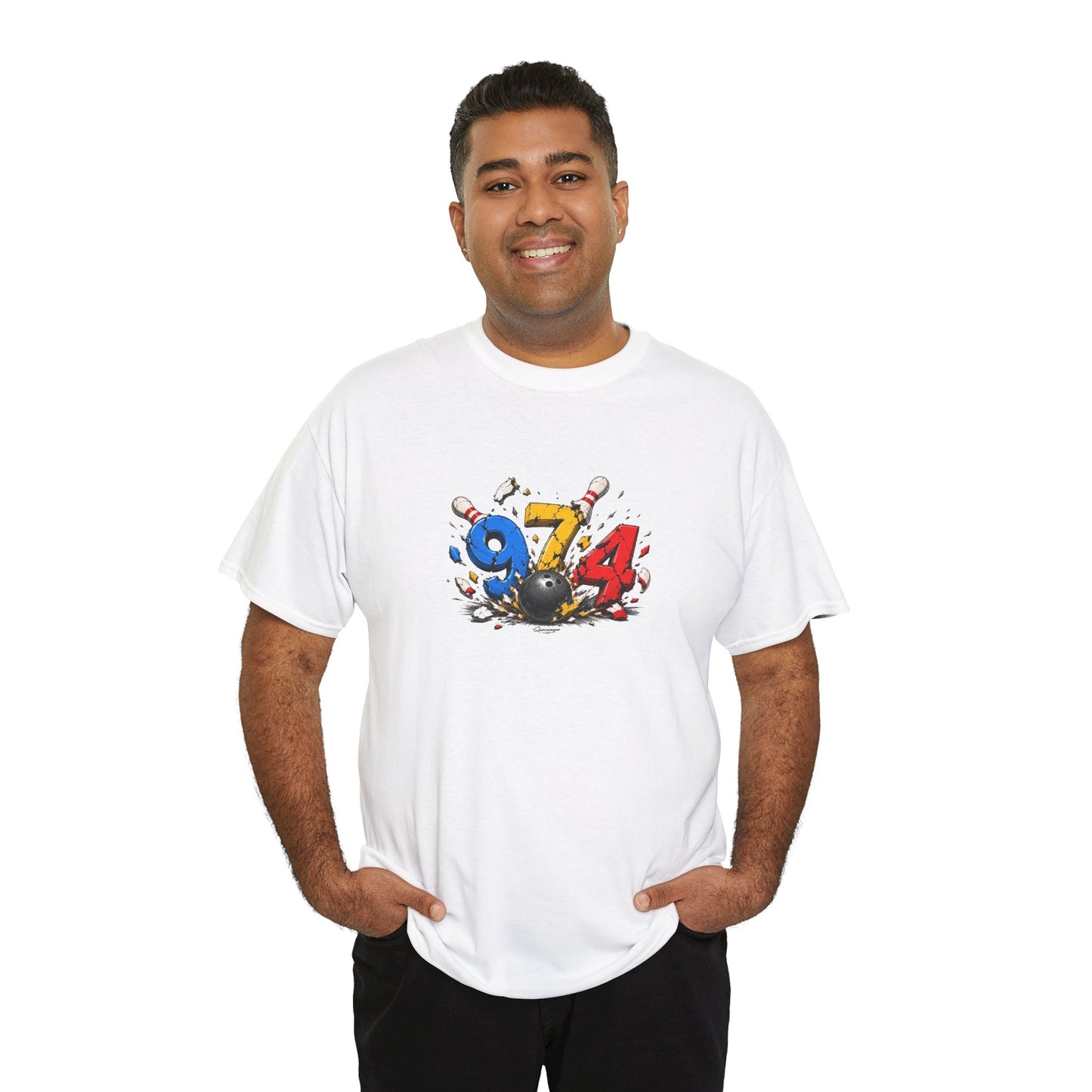 T-shirt " 974 Bowling ", Destination Île de La Réunion, Confort Coton, Sobre, Elégant, Souvenir Unique, Vêtement Adulte, Unisexe, Esprit Voyageur