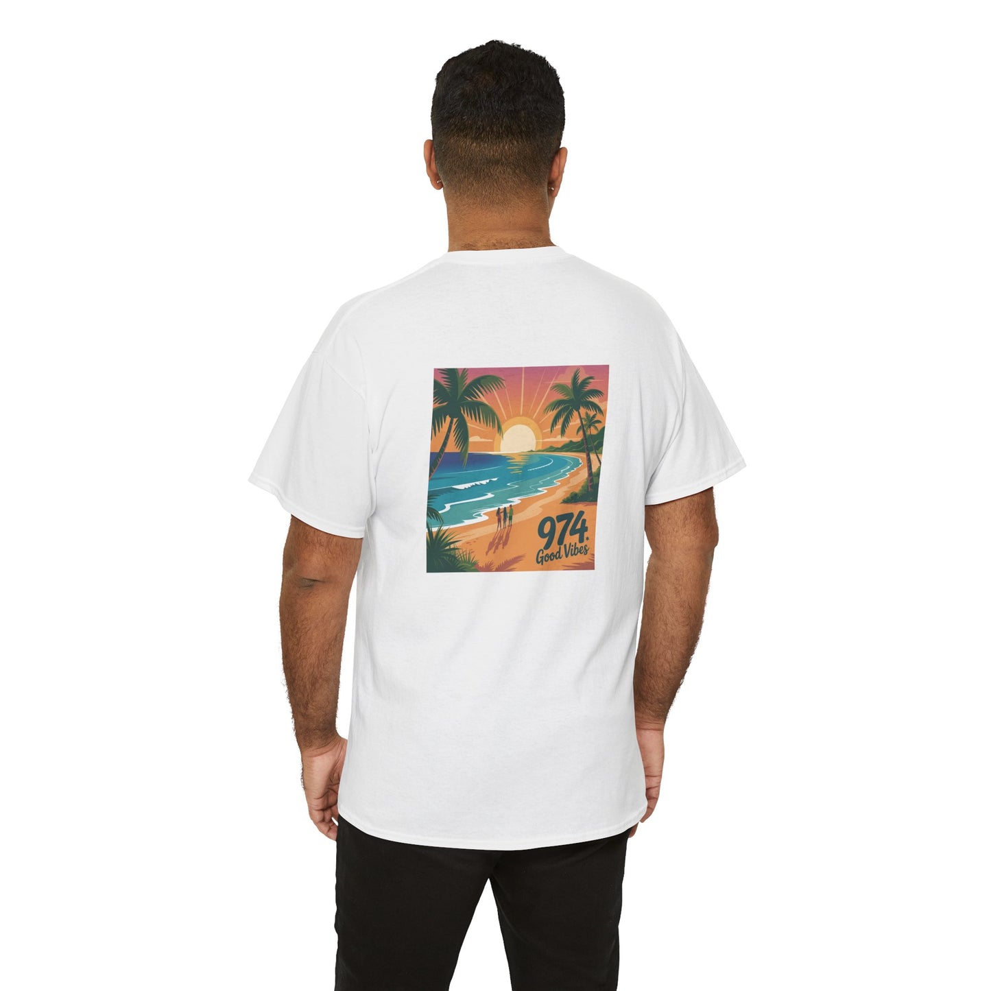 T-shirt "Good Vibes", Île de La Réunion, Confort Coton, Sobre, Elégant, Souvenir Unique, Cadeau, Unisexe, Esprit Voyageur, Adulte