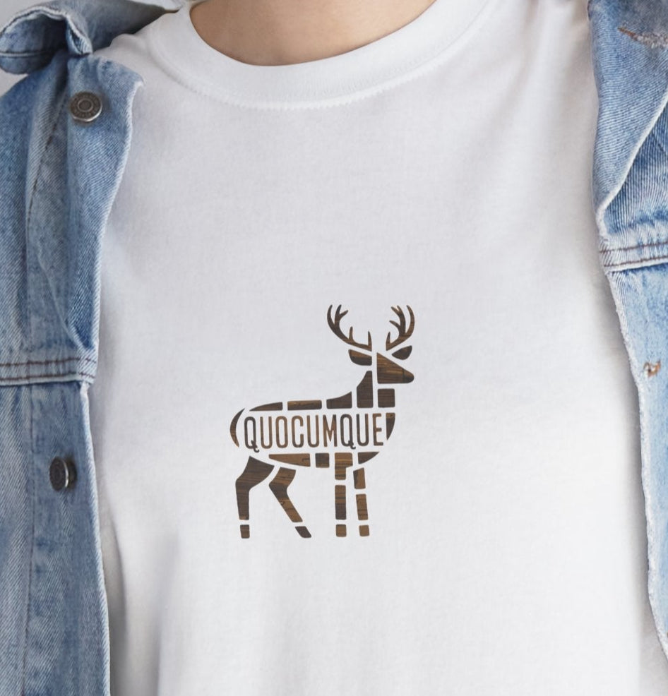 T-shirt Quocumque, Cerf, Grands Cervidés, Confort Coton, Sobre, Elégant, Souvenir Unique, Cadeau, Unisexe, Esprit Voyageur, Adulte, Chasse