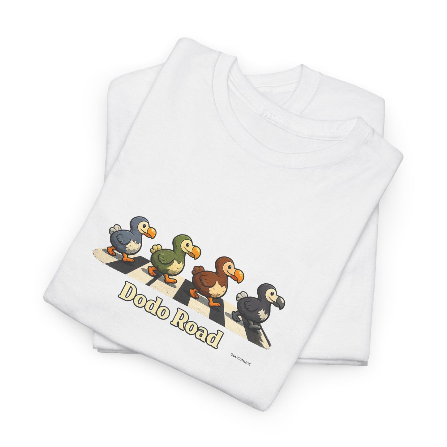 T-shirt "Dodo Road", Île de La Réunion", Confort Coton, Sobre, Elégant, Souvenir Unique, Cadeau, Unisexe, Esprit Voyageur