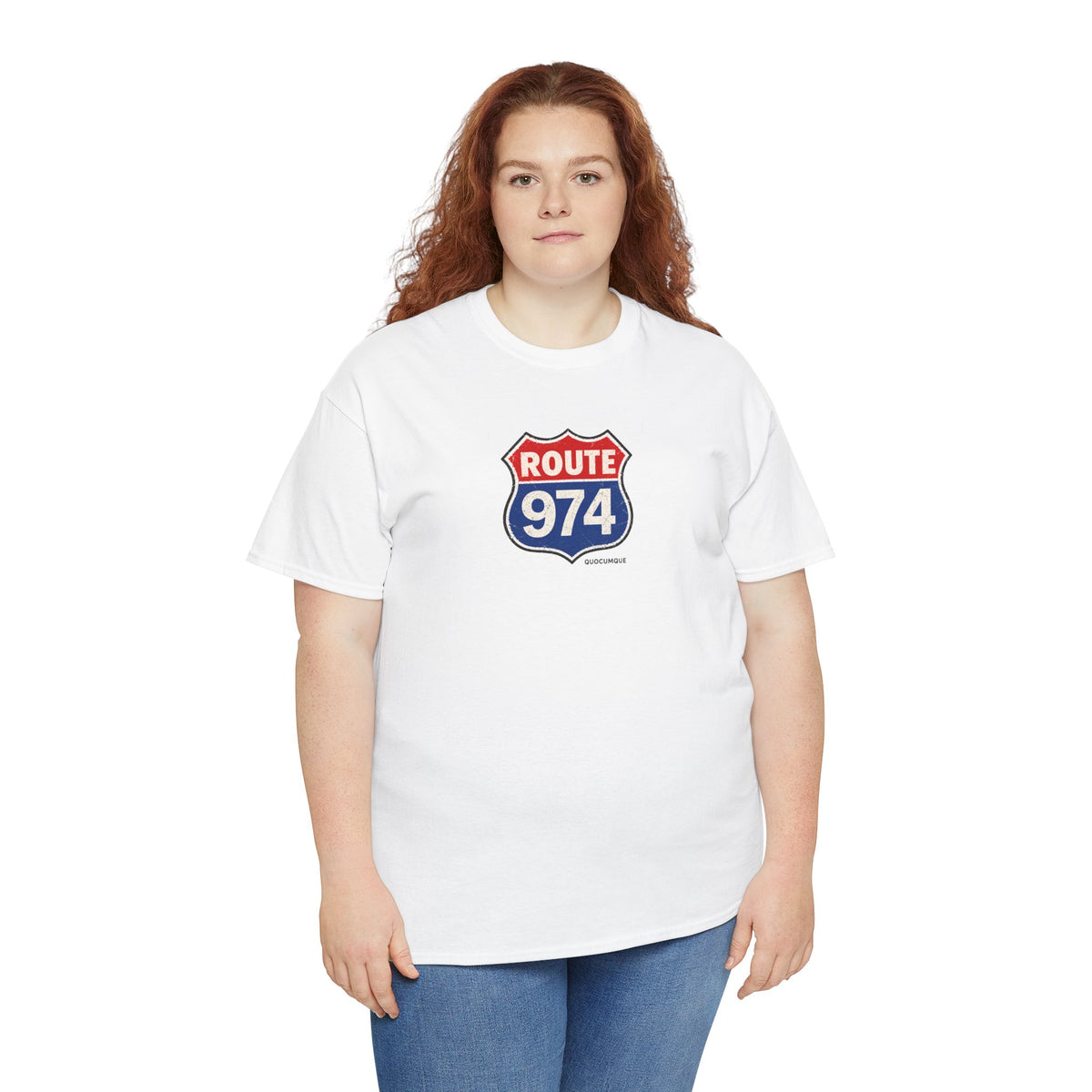 T-shirt "Route 974", Exotisme, Destination Île de La Réunion, Confort Coton, Sobre, Elégant, Souvenir Unique, Cadeau, Unisexe, Esprit Voyageur