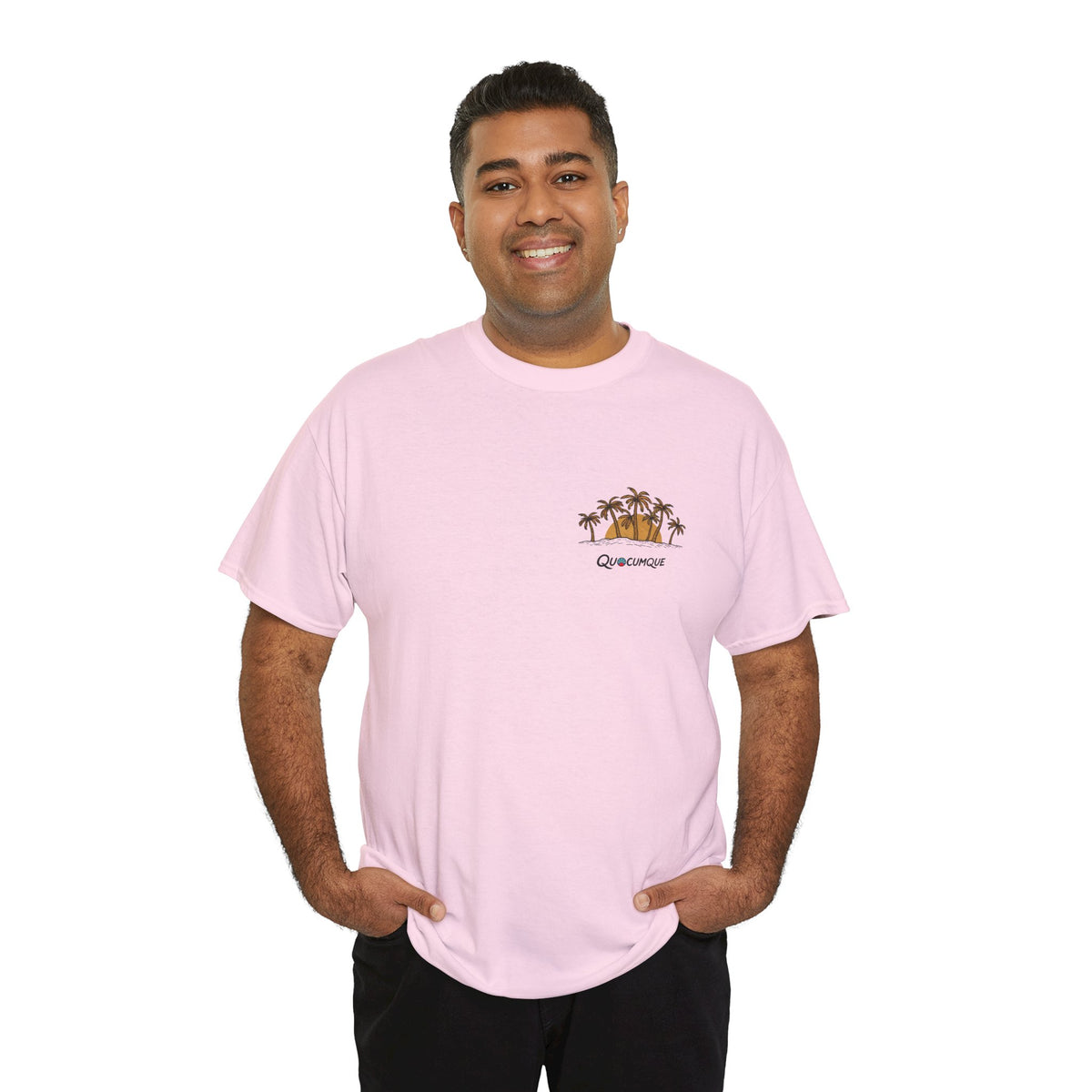 T-shirt " Palmiers", Destination Île de La Réunion, Confort Coton, Sobre, Elégant, Souvenir Unique, Vêtement Adulte, Unisexe, Esprit Voyageur