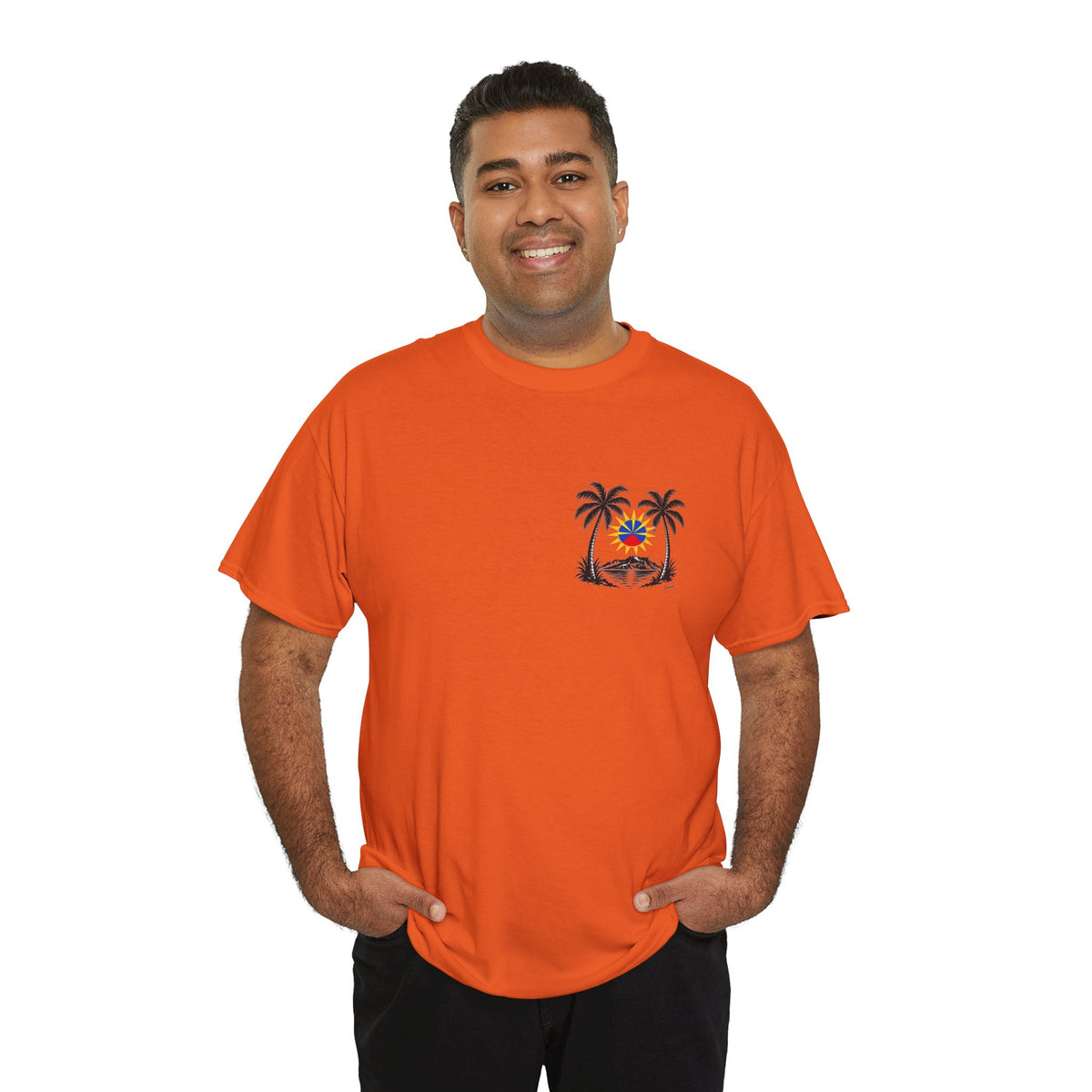 T-shirt Quocumque, "Palmiers", Discret, Île de La Réunion, Confort Coton, Elégant, Souvenir Unique, Cadeau, Unisexe, Esprit Voyageur, Créole, Bourbon
