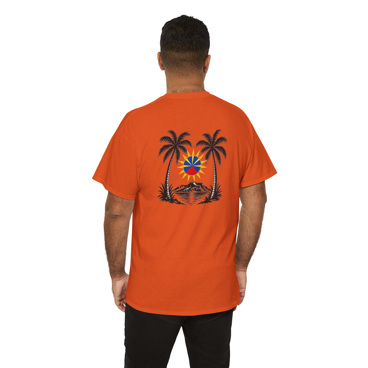 T-shirt " Palmiers", Destination Île de La Réunion, Confort Coton, Sobre, Elégant, Souvenir Unique, Vêtement Adulte, Unisexe, Esprit Voyageur