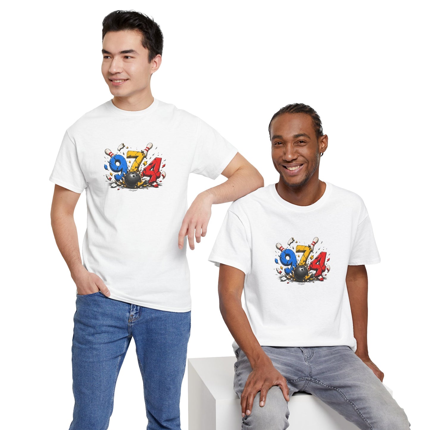 T-shirt " 974 Bowling ", Destination Île de La Réunion, Confort Coton, Sobre, Elégant, Souvenir Unique, Vêtement Adulte, Unisexe, Esprit Voyageur