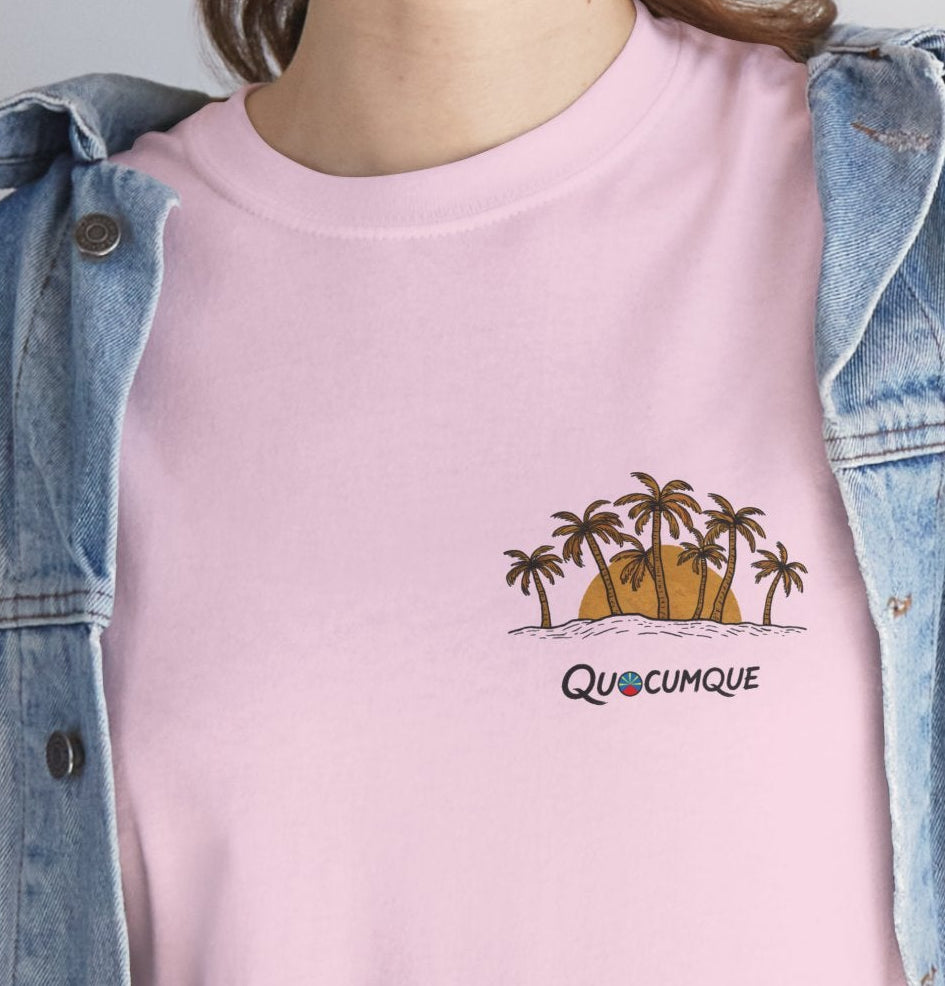 T-shirt " Palmiers", Destination Île de La Réunion, Confort Coton, Sobre, Elégant, Souvenir Unique, Vêtement Adulte, Unisexe, Esprit Voyageur