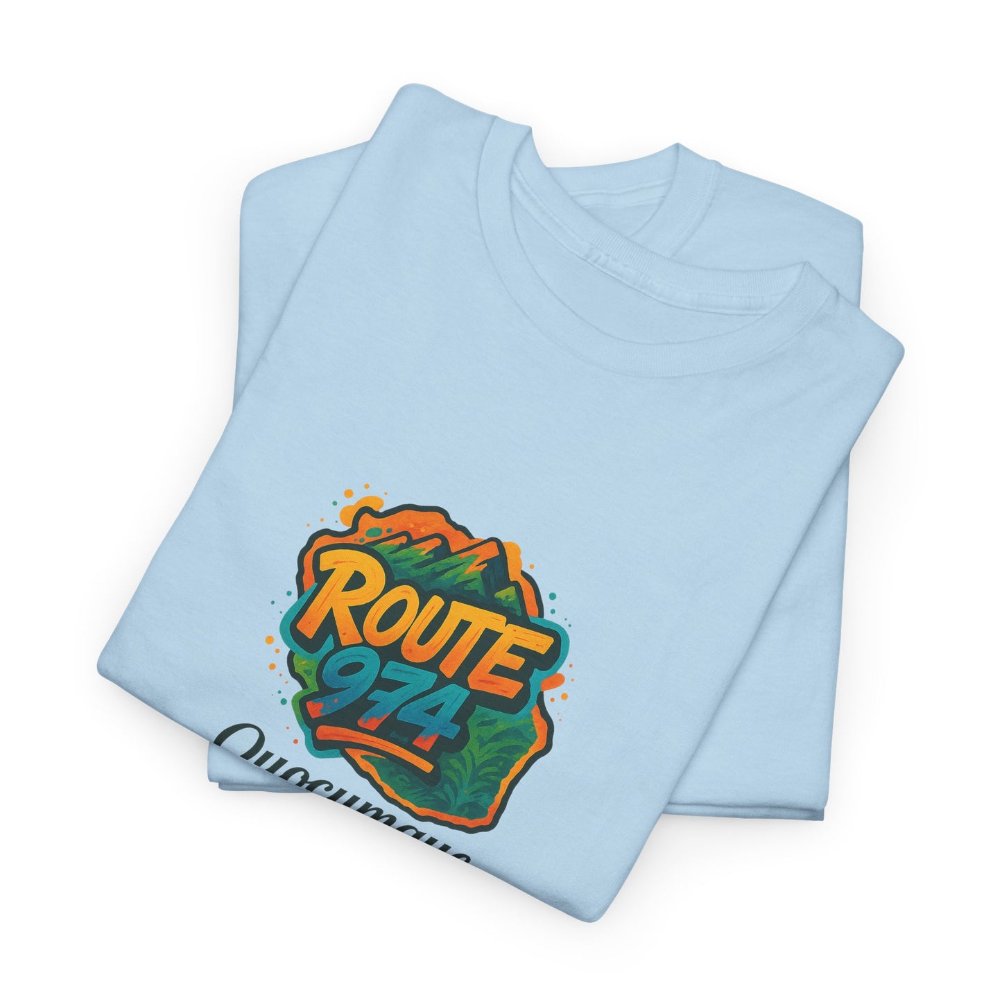 T-shirt "Route 974 Montagne", Destination Île de La Réunion, Confort Coton, Sobre, Elégant, Souvenir Unique, Cadeau, Unisexe, Esprit Voyageur