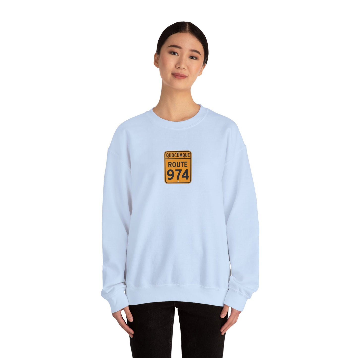 Sweat-Shirt Quocumque "Route 974", Destination l'Île De La Réunion, Adulte, Homme, Femme, Sportive, Sportif, Décontracté, Élégant, Classique,